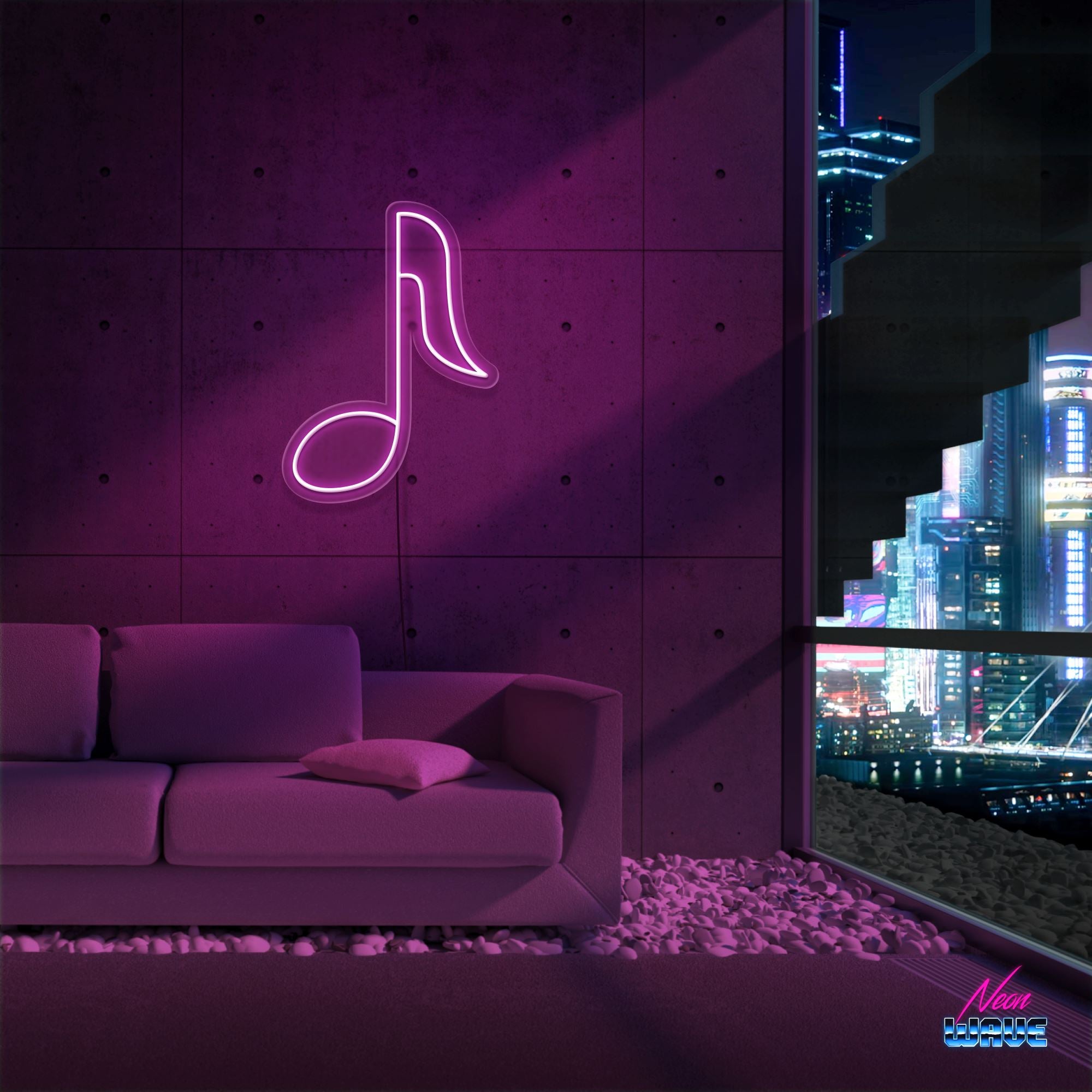 Musiknote Neon Sign Neonwave.ch 50cm Pink 