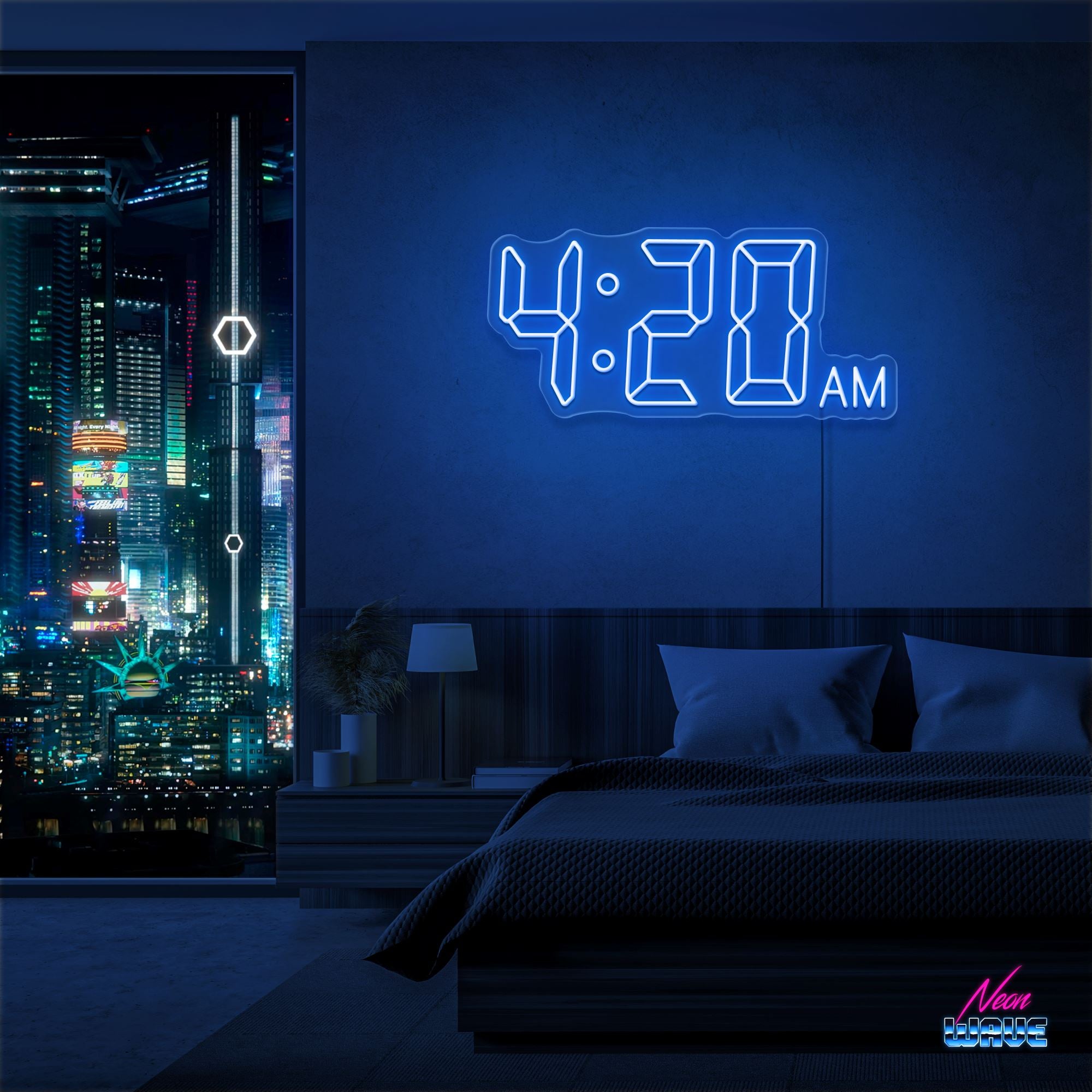 4:20 Neon Sign Neonwave.ch 50cm Blau 