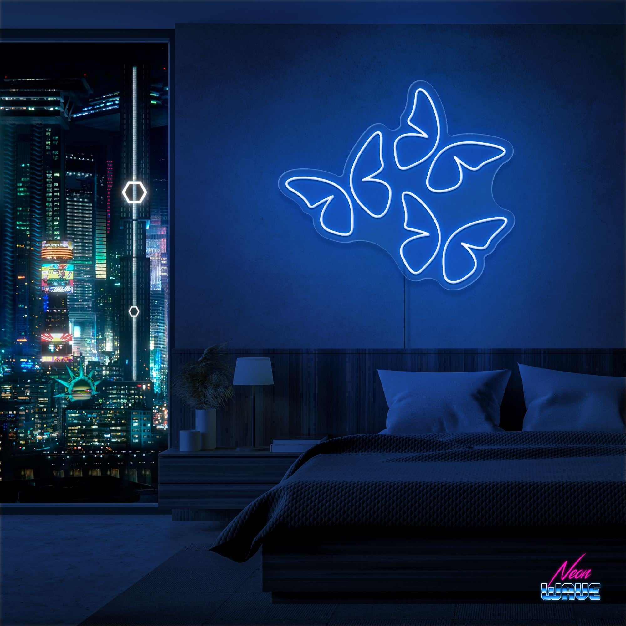 Butterfly 🦋 Neon Sign Neonwave.ch 50cm Blau 