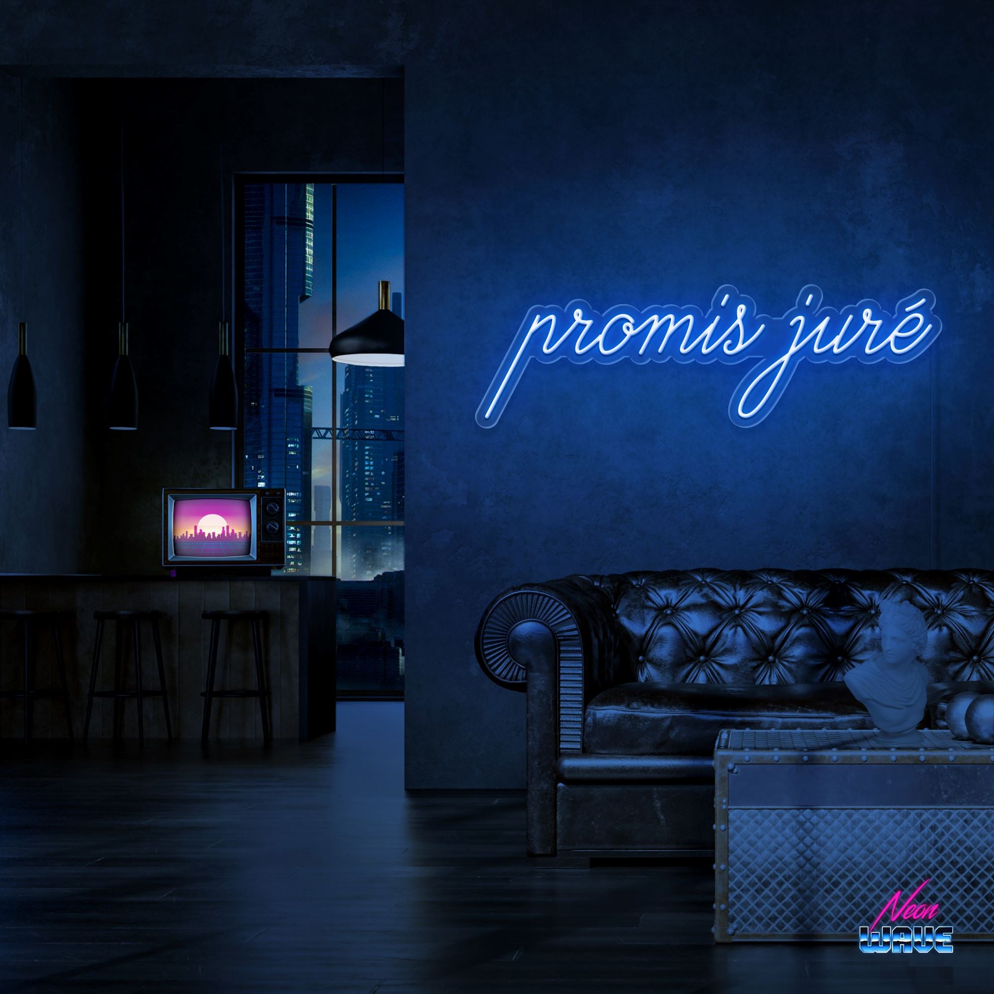 Promis juré Neon Sign Neonwave.ch 75 cm Blau 