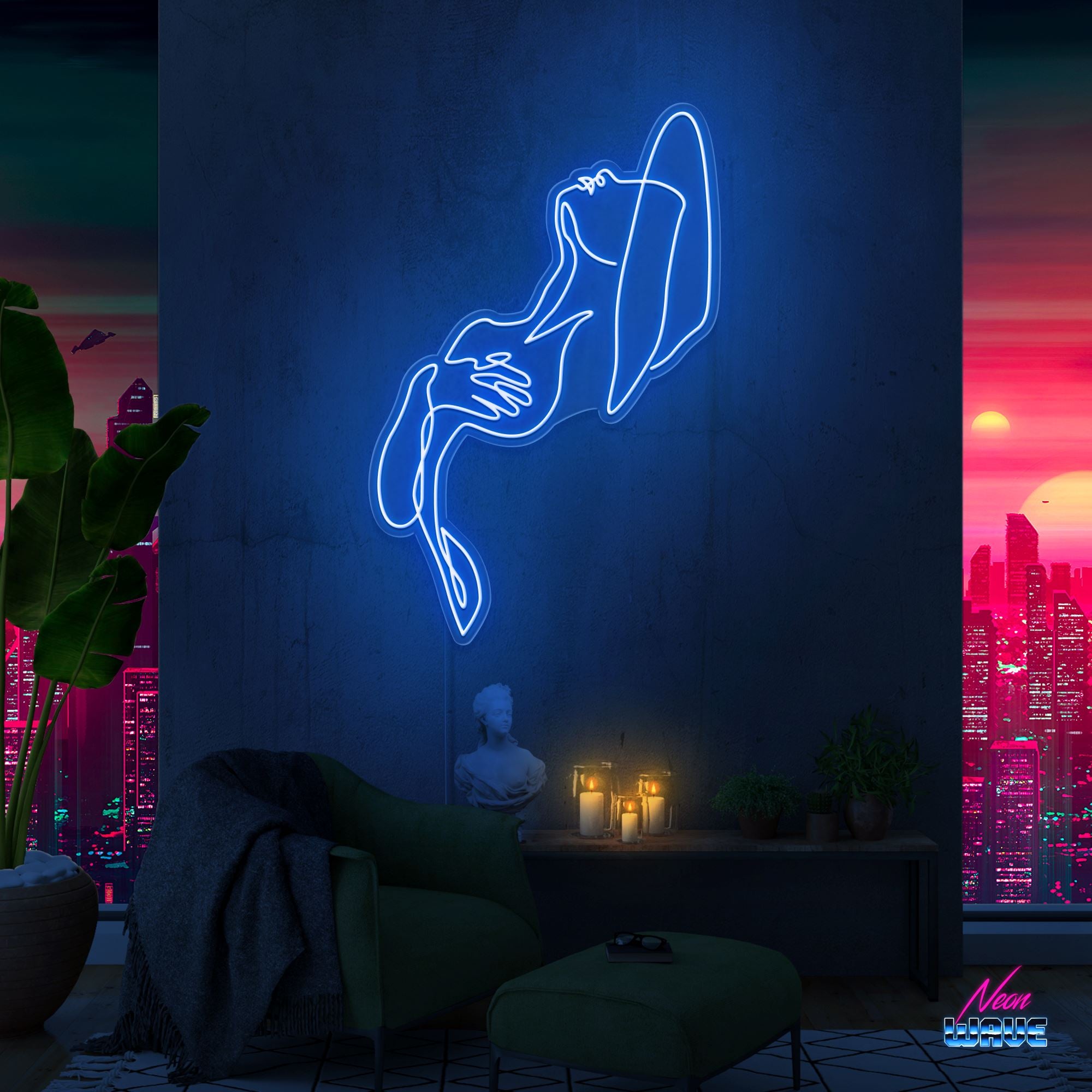 Aesthetic Woman Neon Sign Neonwave.ch 150 cm Blau 