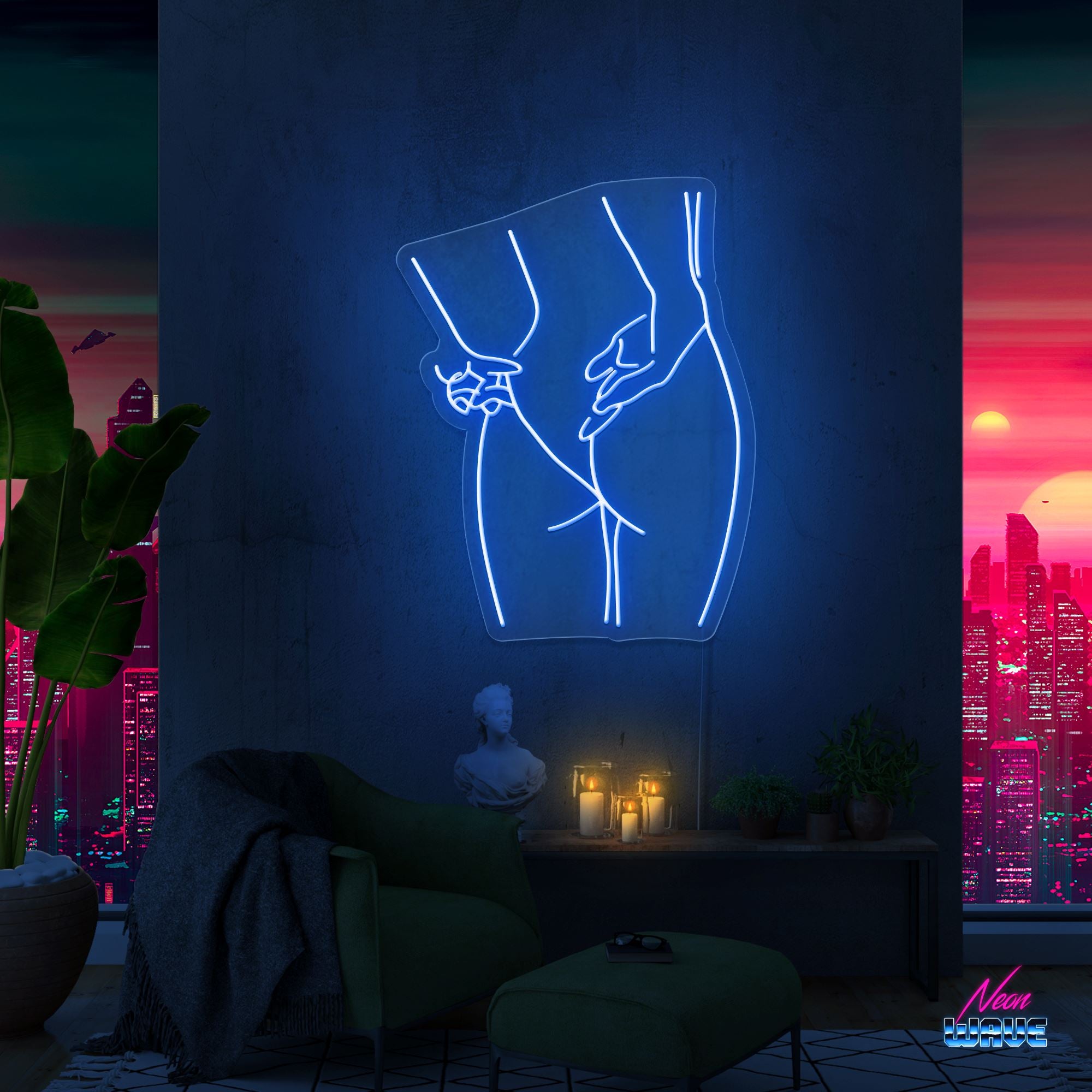 Silhouette Neon Sign Neonwave.ch 75cm Blau 