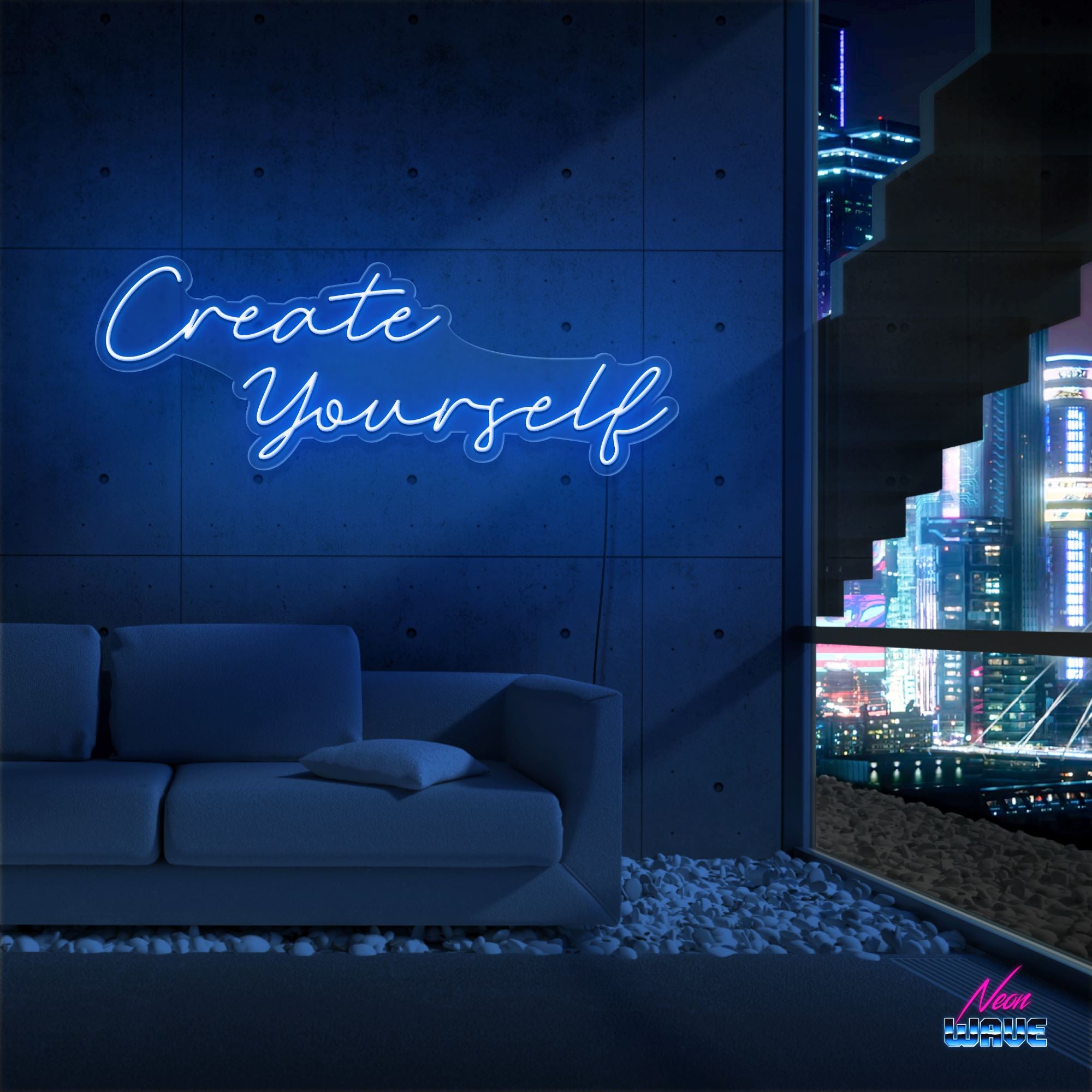 CREATE YOURSELF Neon Sign Neonwave.ch 100cm Blau 