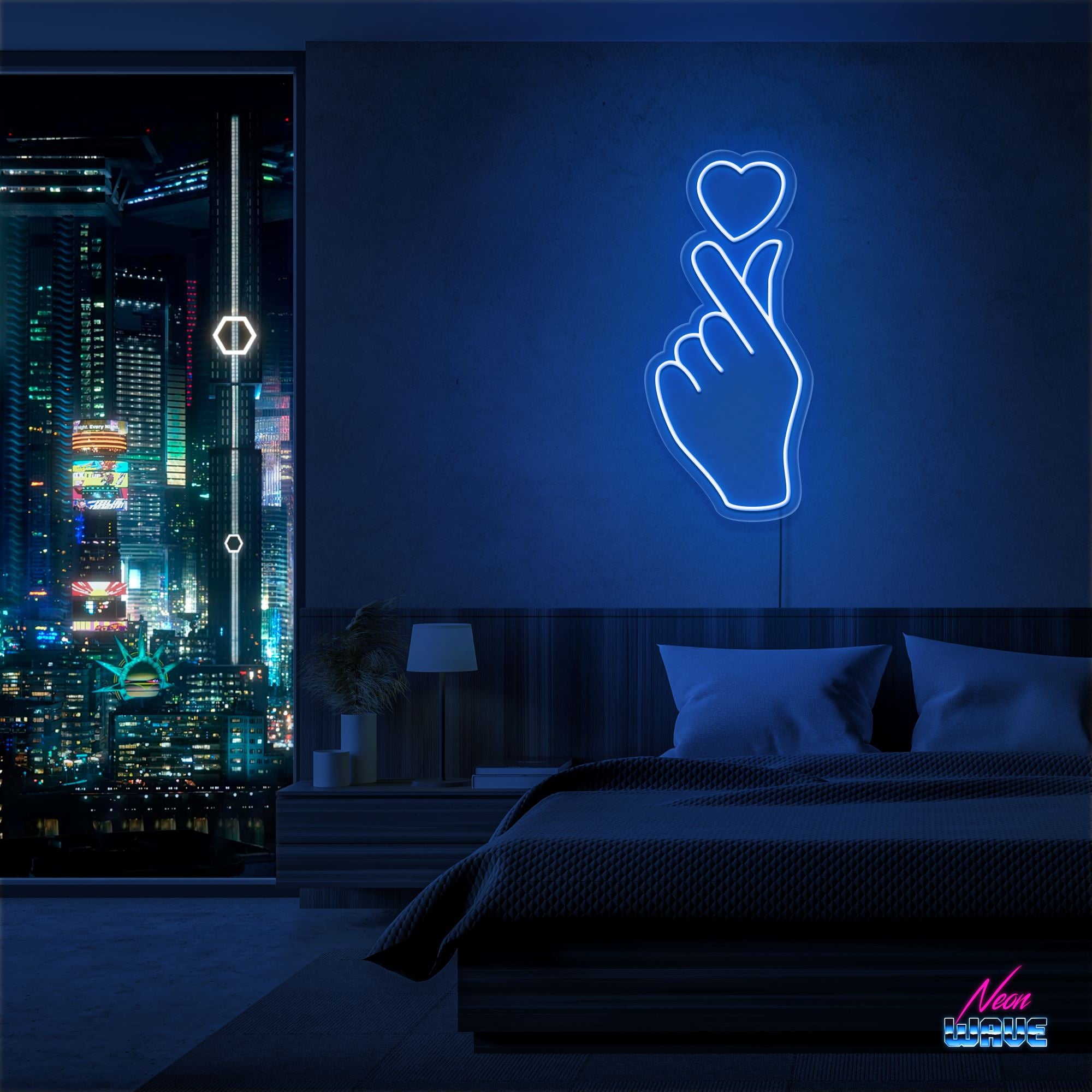 Hand Of Love Neon Sign Neonwave.ch 50cm Blau 