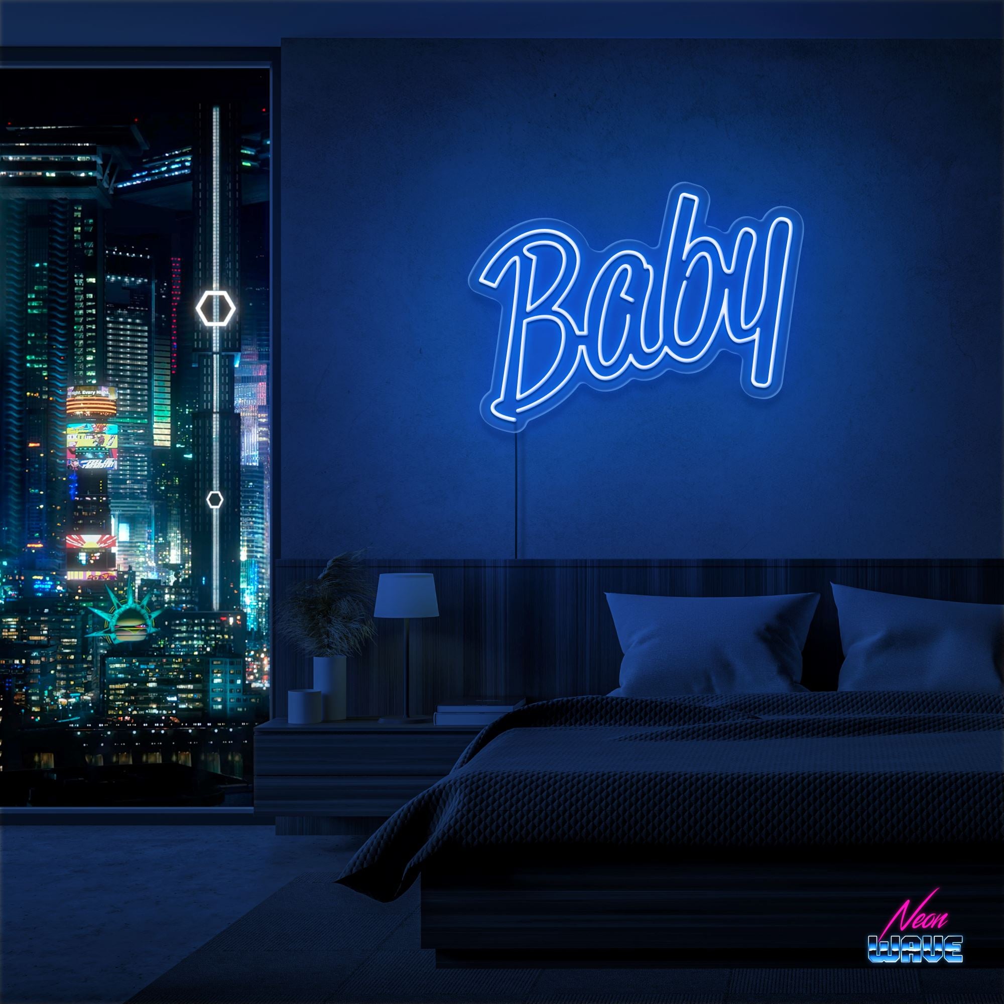 Baby Neon Sign Neonwave.ch 50cm Blau 