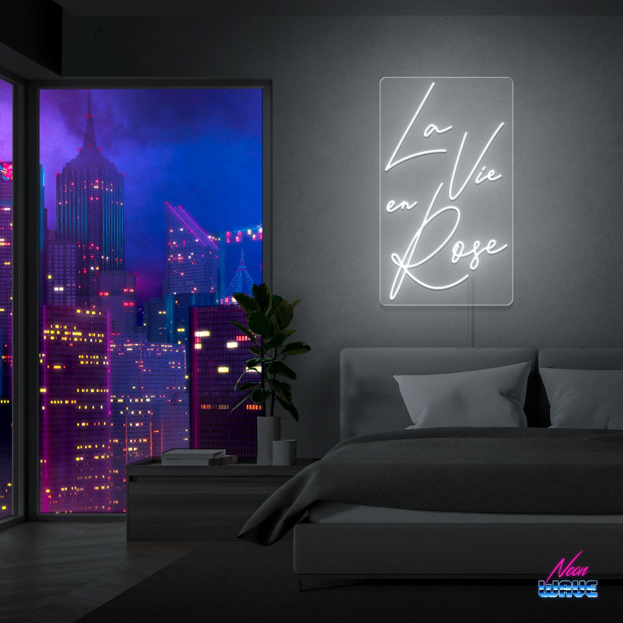 La Vie en Rose Neon Sign Neonwave.ch 100 cm Kaltweiss 