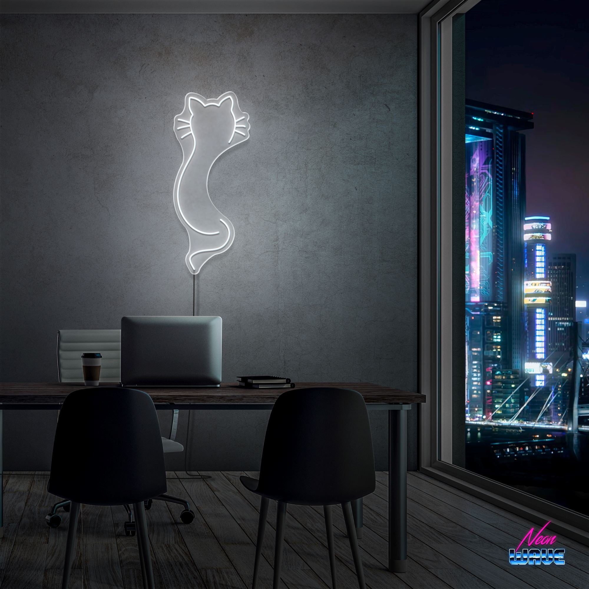 Cat Neon Sign Neonwave.ch 50cm Kaltweiss 