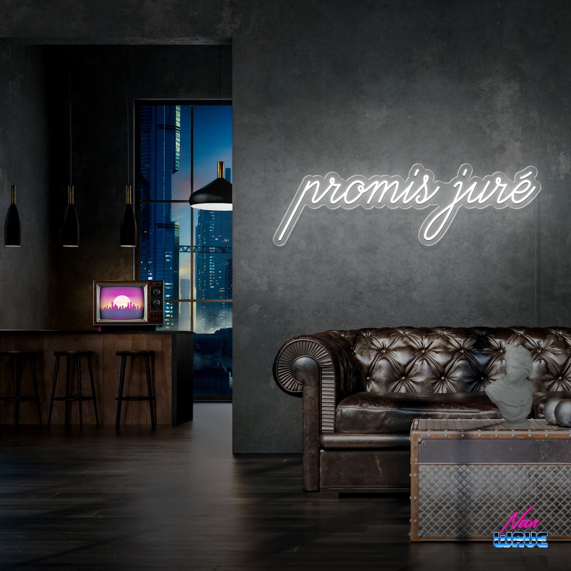 Promis juré Neon Sign Neonwave.ch 75 cm Kaltweiss 