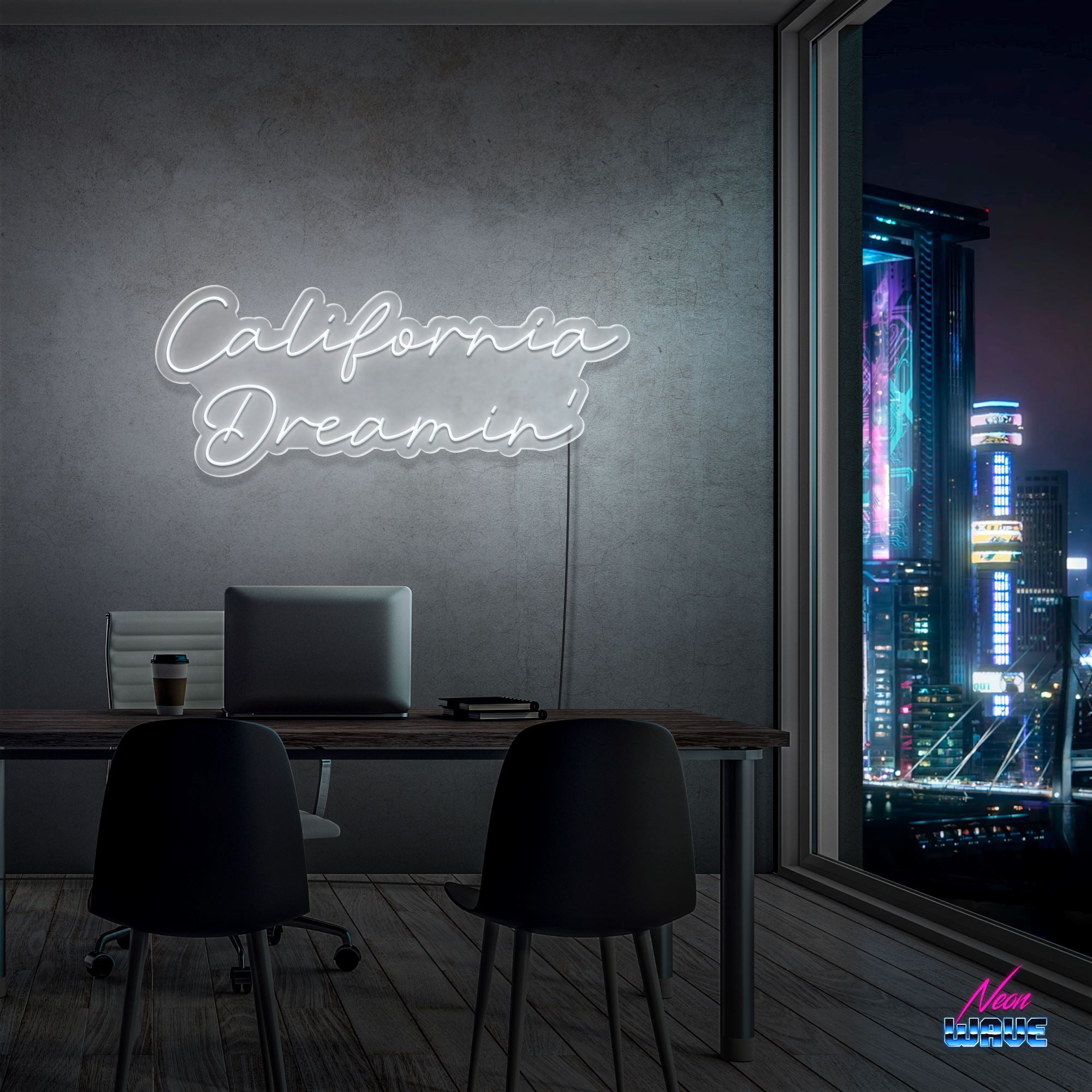 California Dreamin' Neon Sign Neonwave.ch 75cm Kaltweiss 