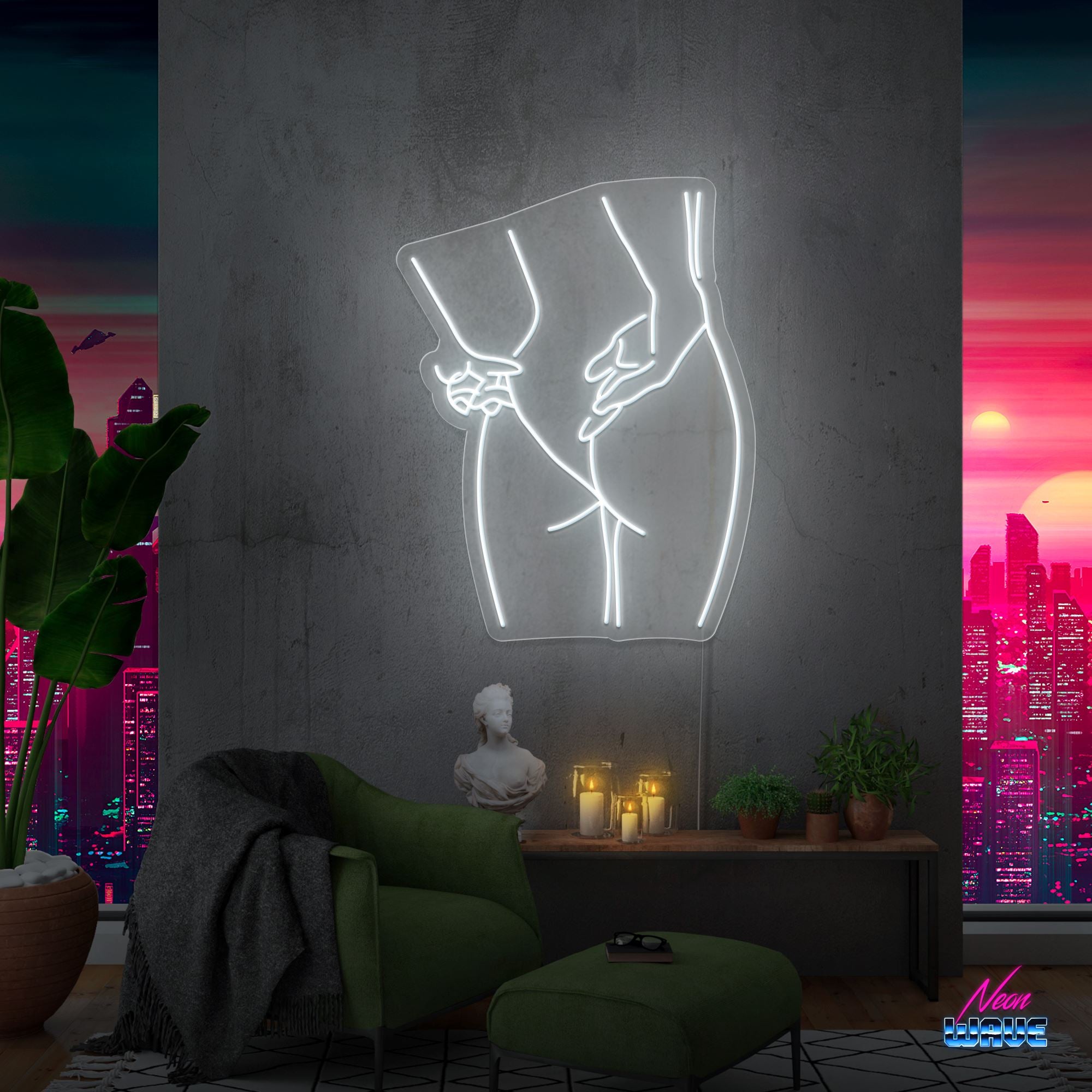 Silhouette Neon Sign Neonwave.ch 75cm Kaltweiss 