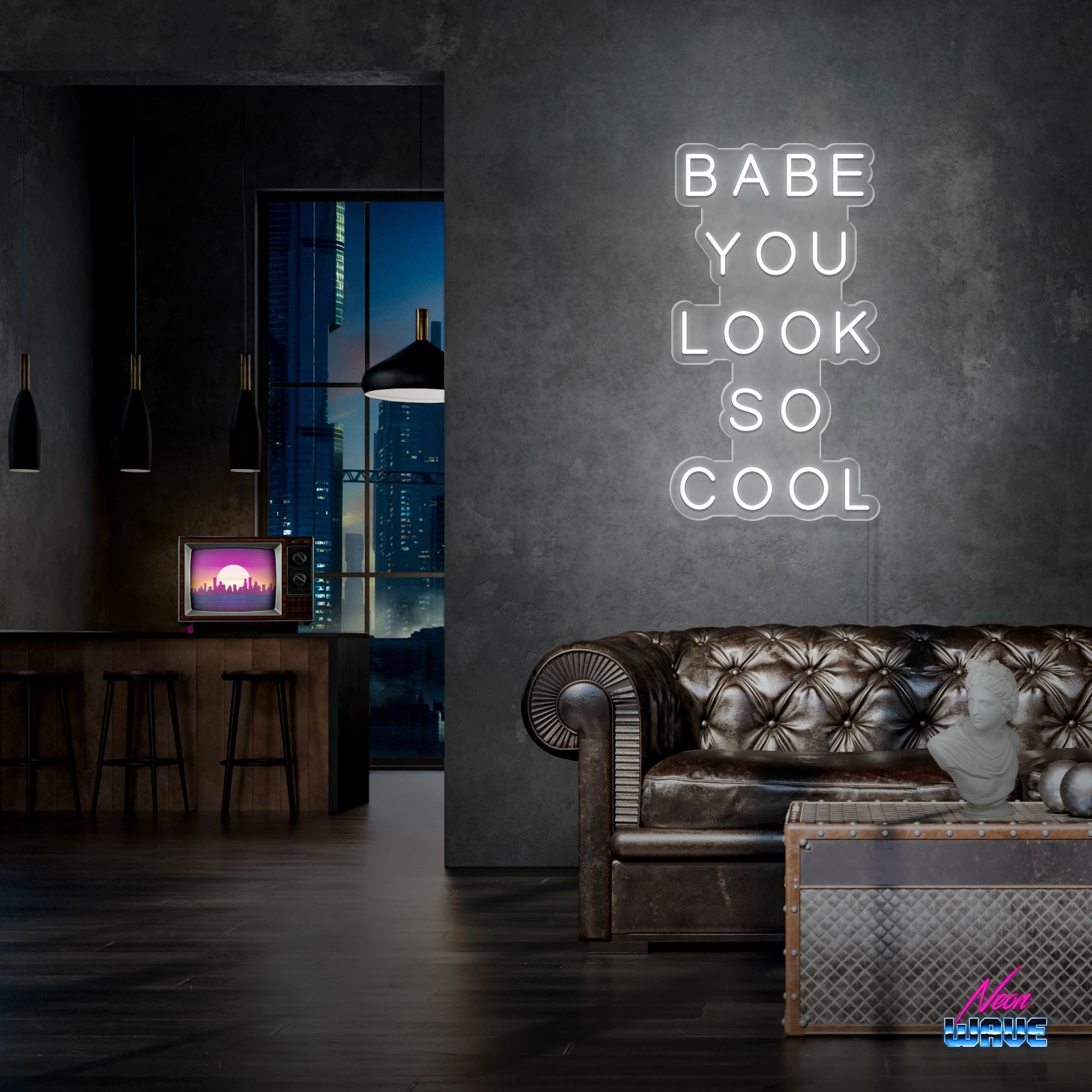 Babe You Look So Cool Neon Sign Neonwave.ch 50cm Kaltweiss 