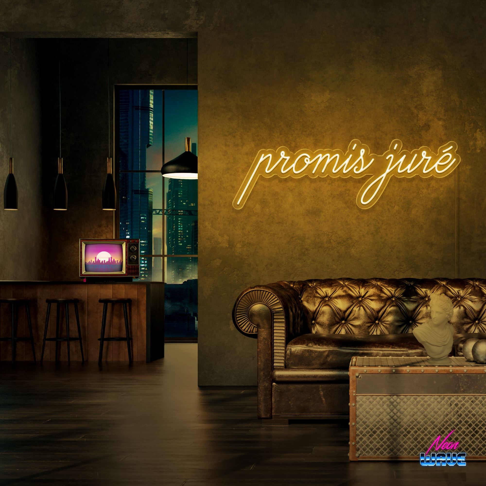 Promis juré Neon Sign Neonwave.ch 75 cm Gold 