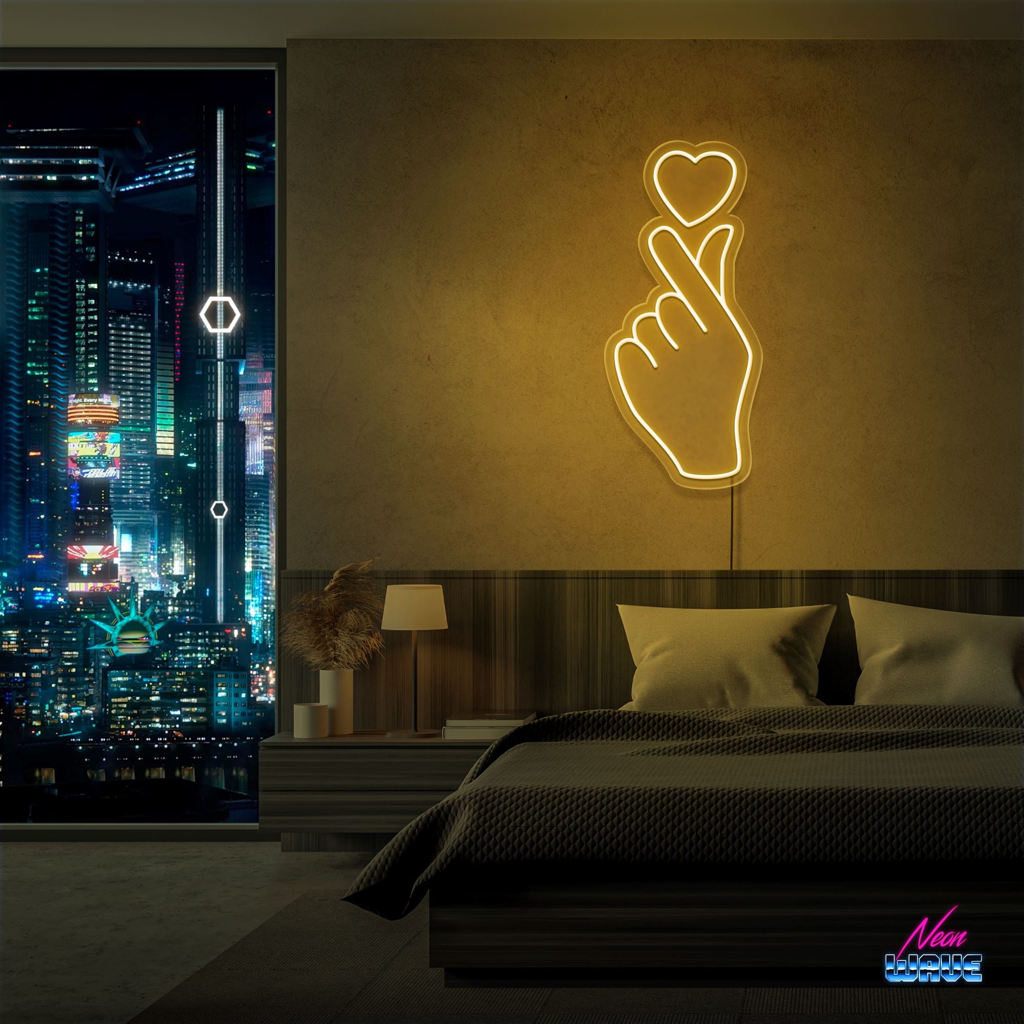 Hand Of Love Neon Sign Neonwave.ch 50cm Gold 