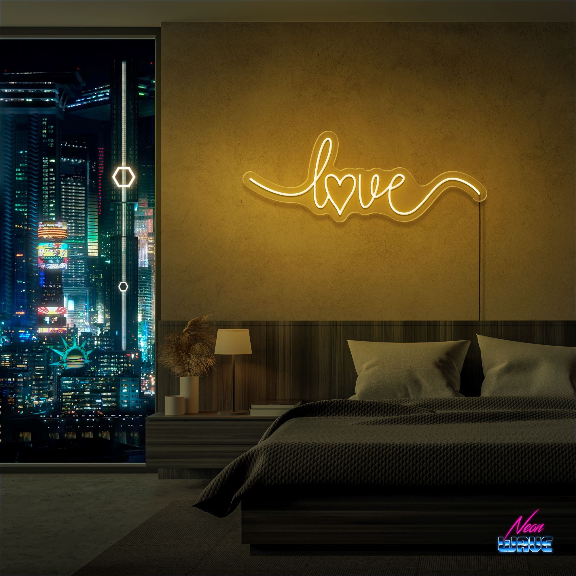 Love Heart Neon Sign Neonwave.ch 50cm Gold 