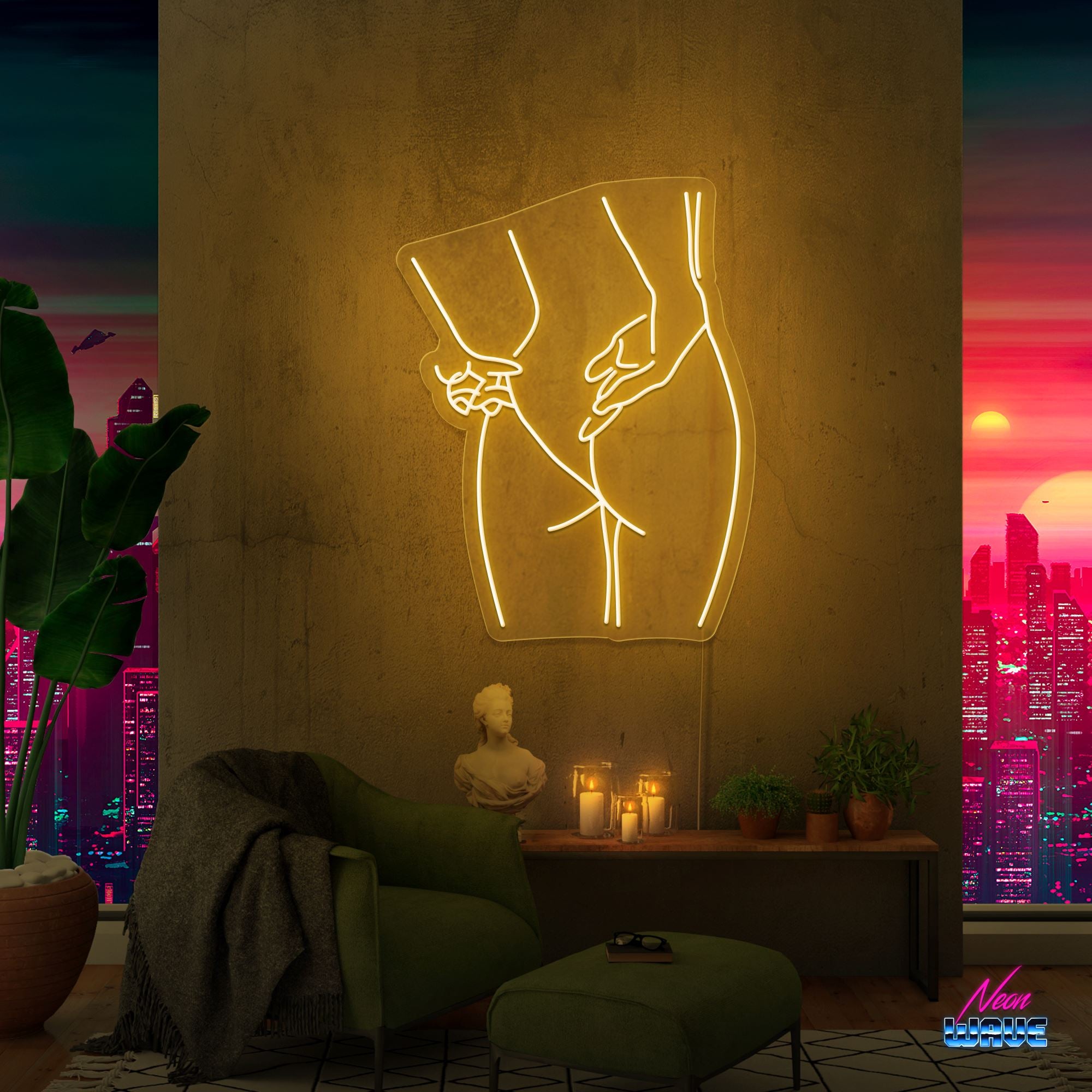 Silhouette Neon Sign Neonwave.ch 100cm (in mehrere Teile geschnitten) Gold 