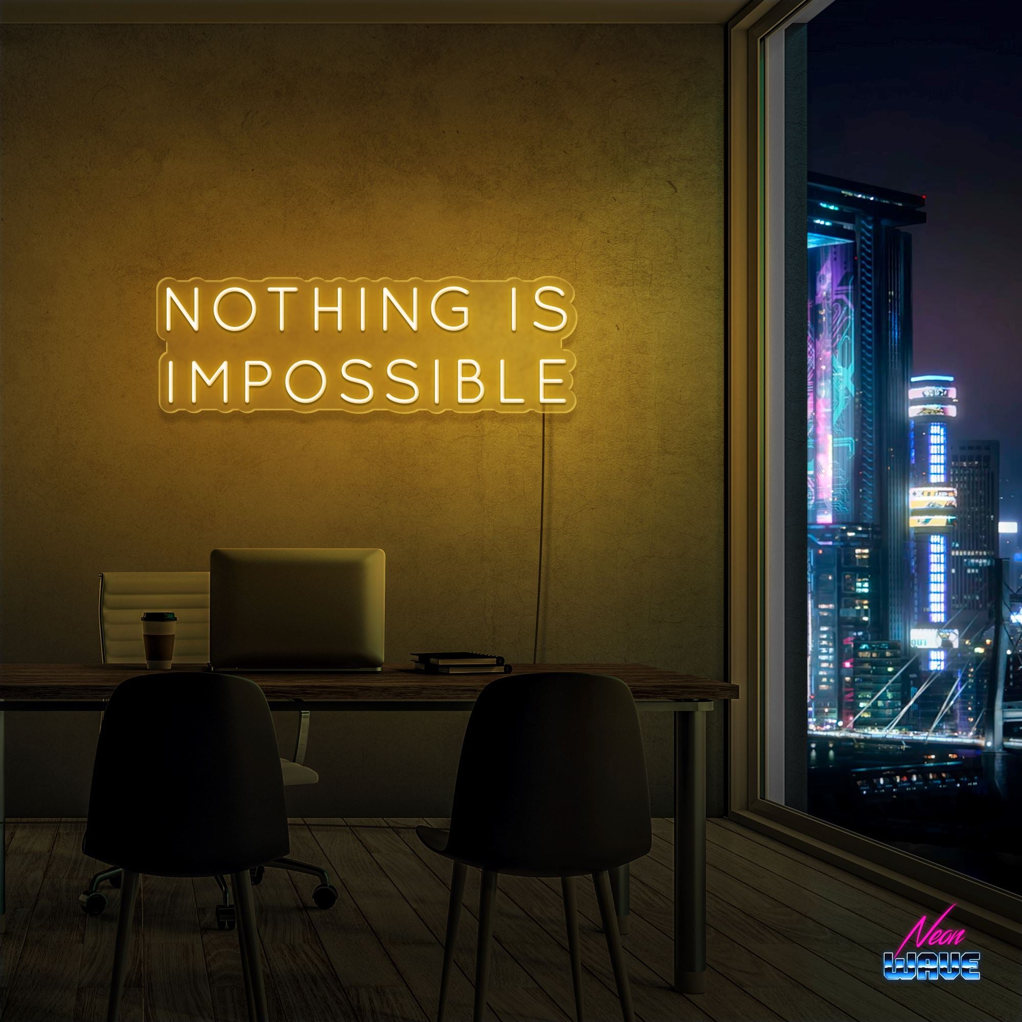 NOTHING IS IMPOSSIBLE Neon Sign Neonwave.ch 50cm Gold 