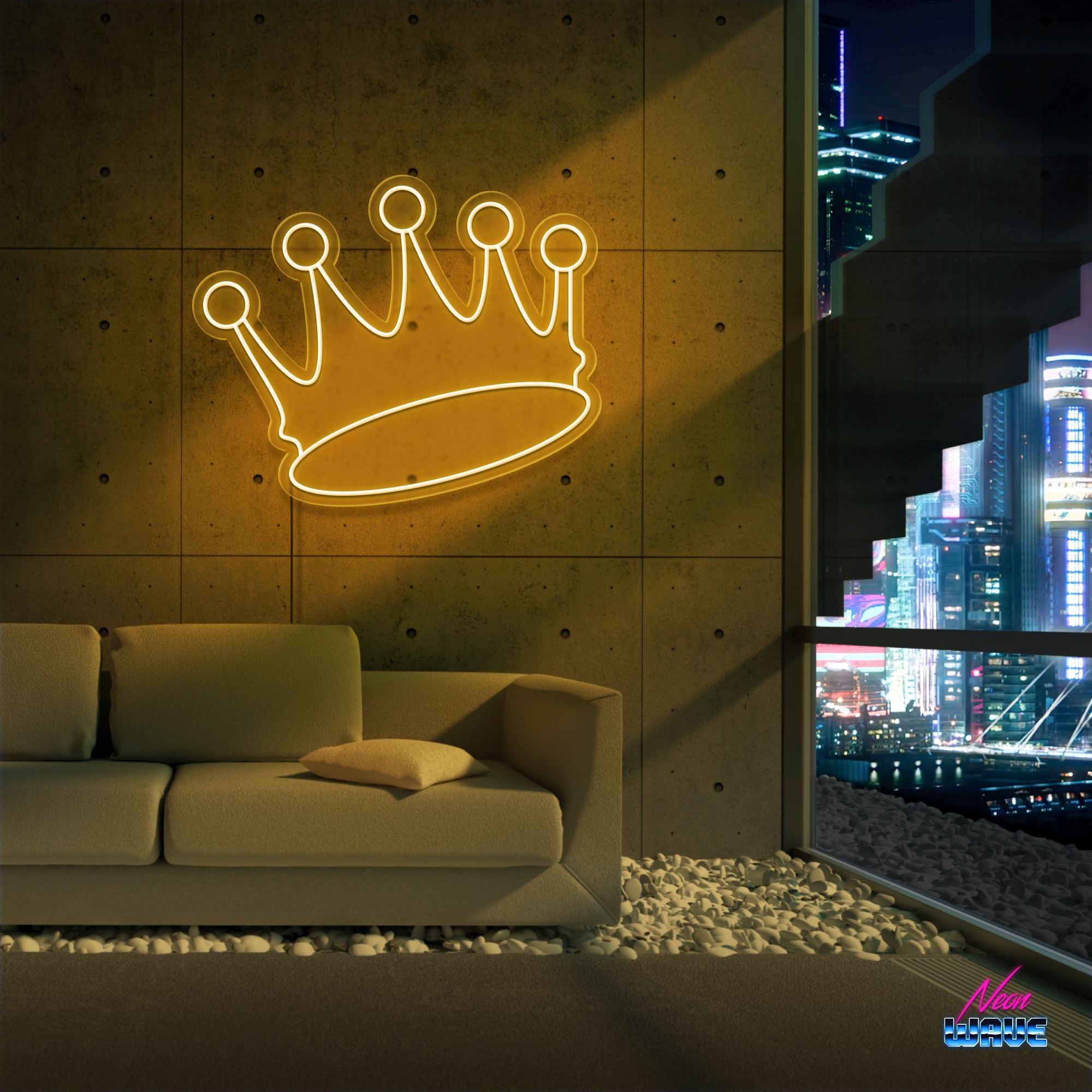 Crown ♕ Neon Sign Neonwave.ch 50cm Gold 