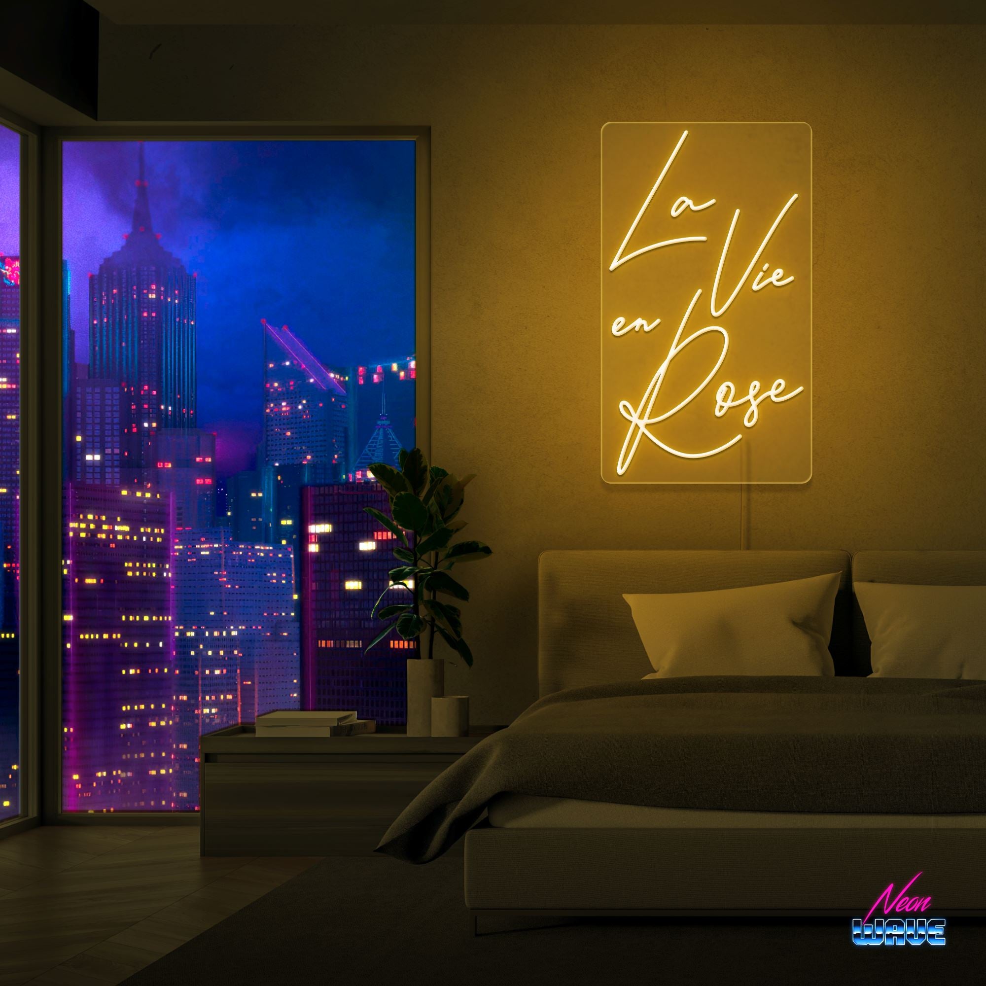 La Vie en Rose Neon Sign Neonwave.ch 100 cm Gold 