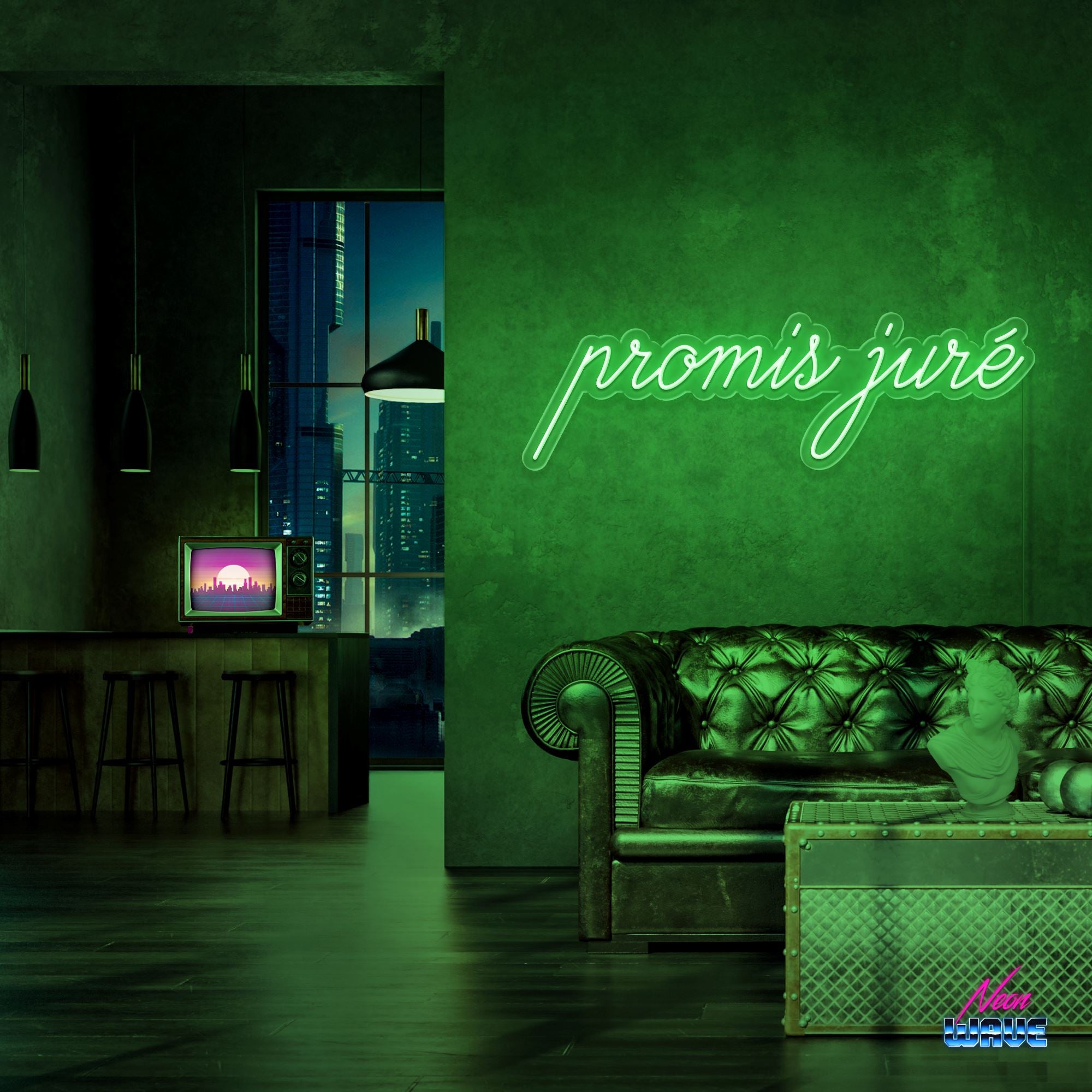 Promis juré Neon Sign Neonwave.ch 75 cm Grün 