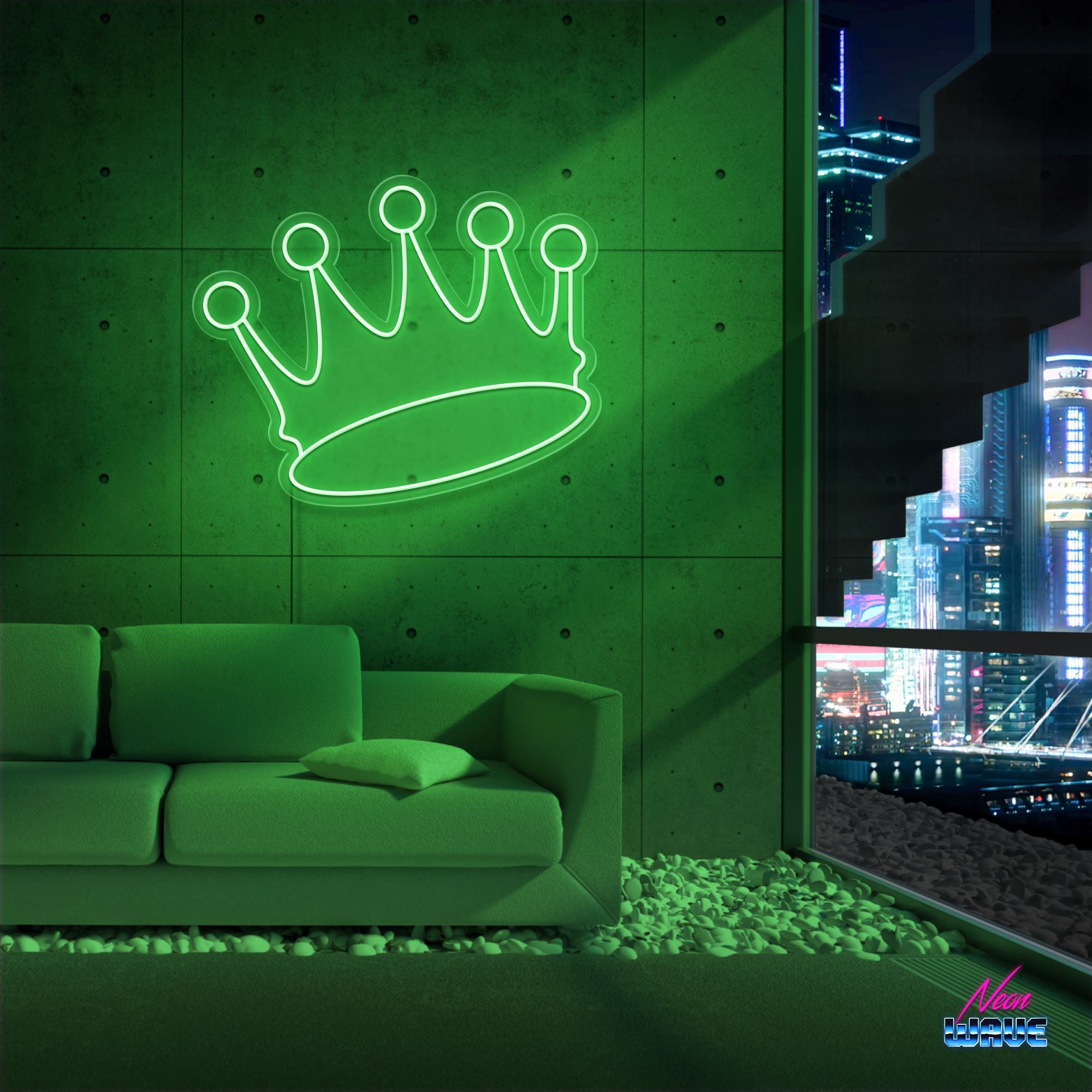 Crown ♕ Neon Sign Neonwave.ch 50cm Grün 