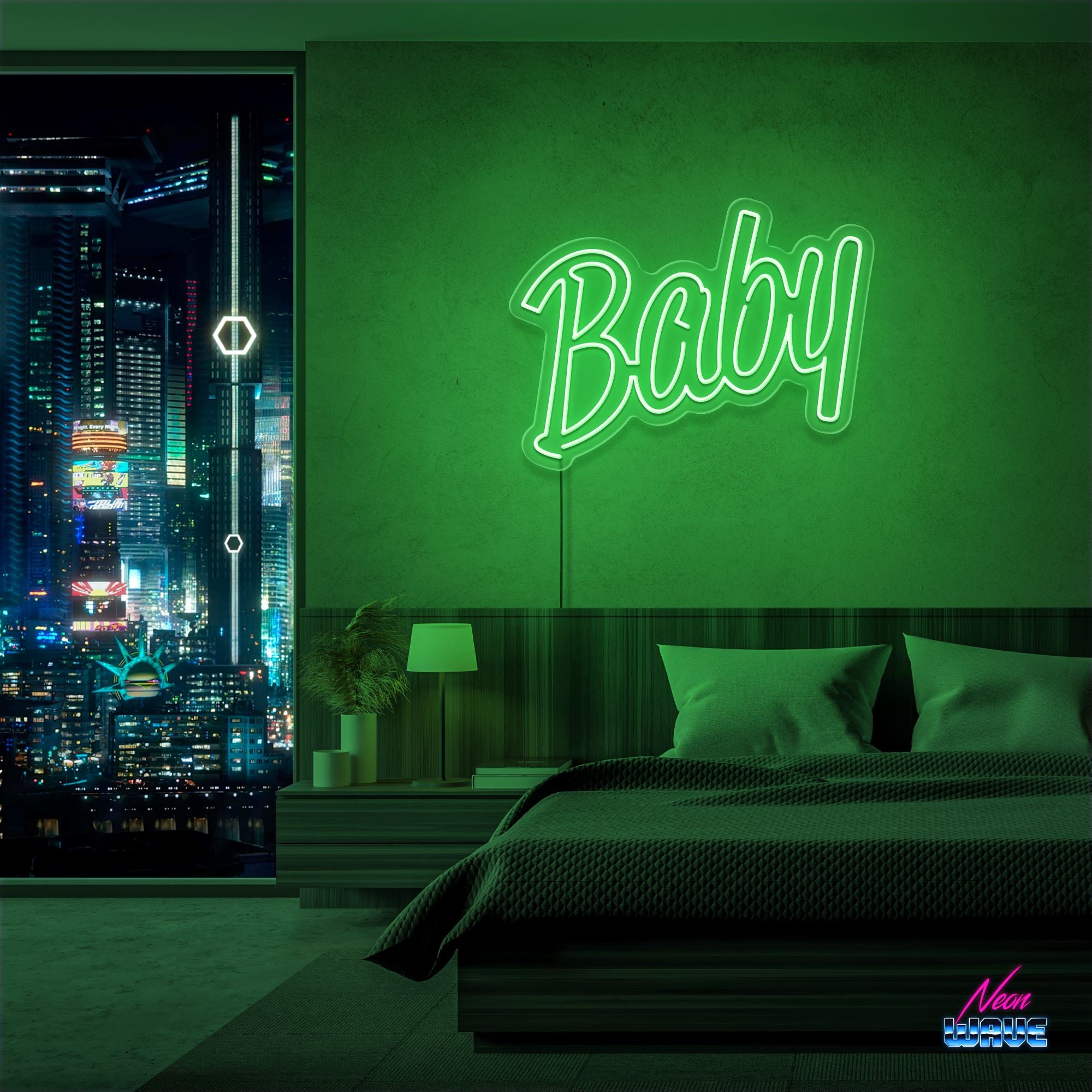 Baby Neon Sign Neonwave.ch 50cm Grün 