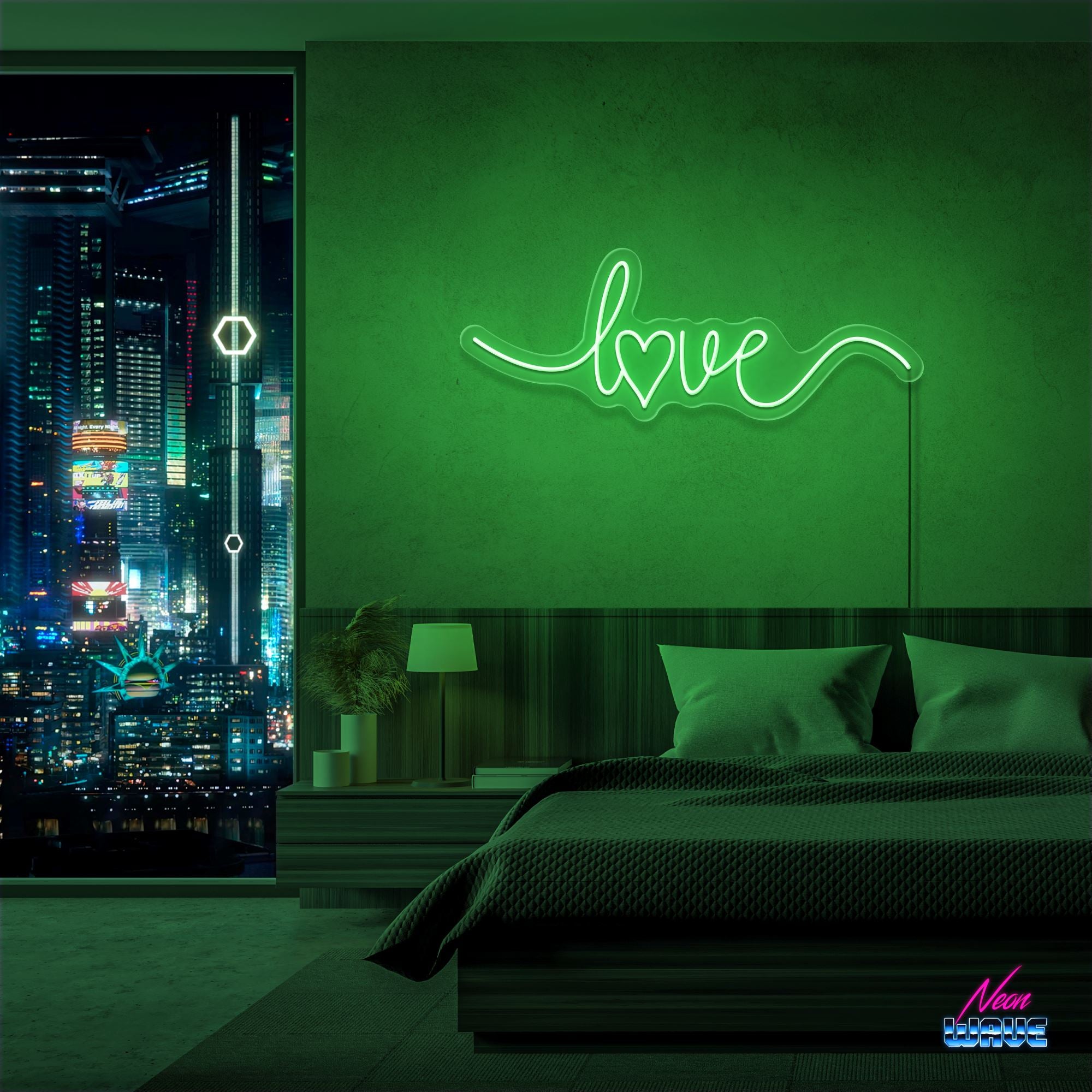 Love Heart Neon Sign Neonwave.ch 50cm Grün 