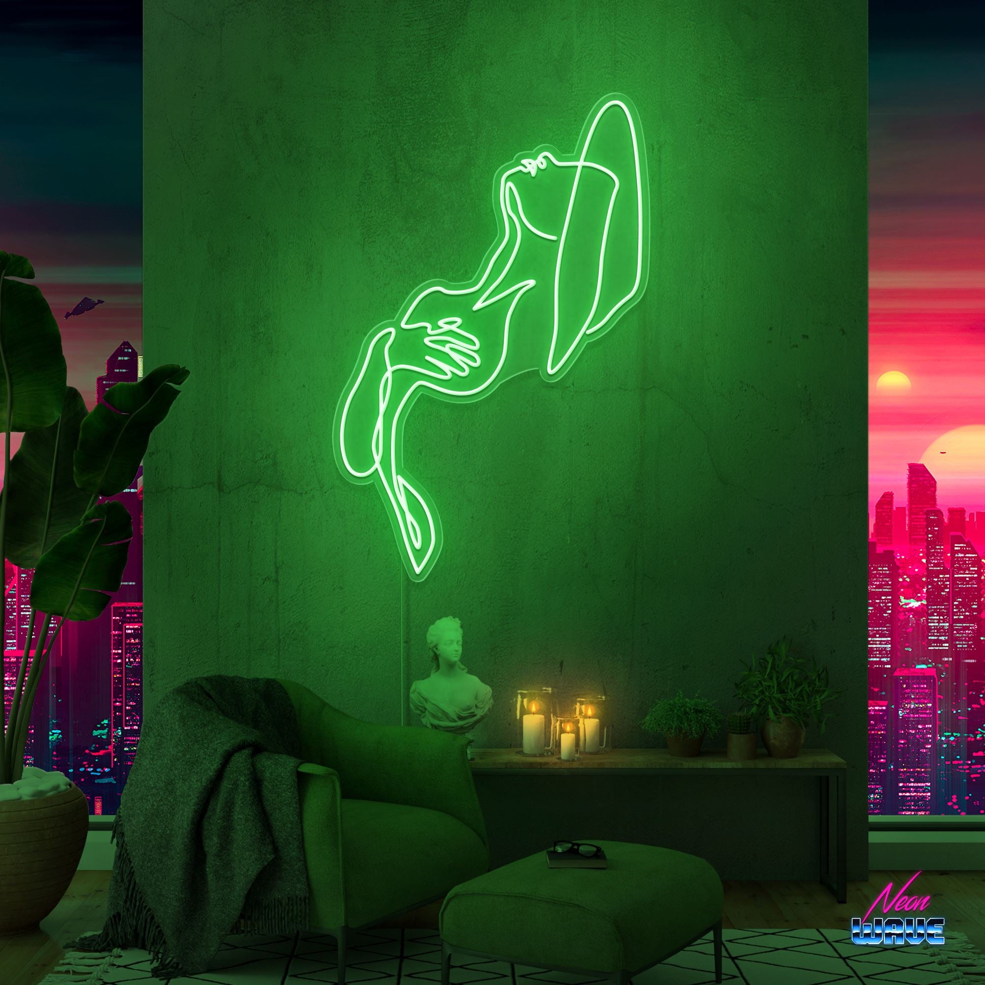 Aesthetic Woman Neon Sign Neonwave.ch 150 cm Grün 