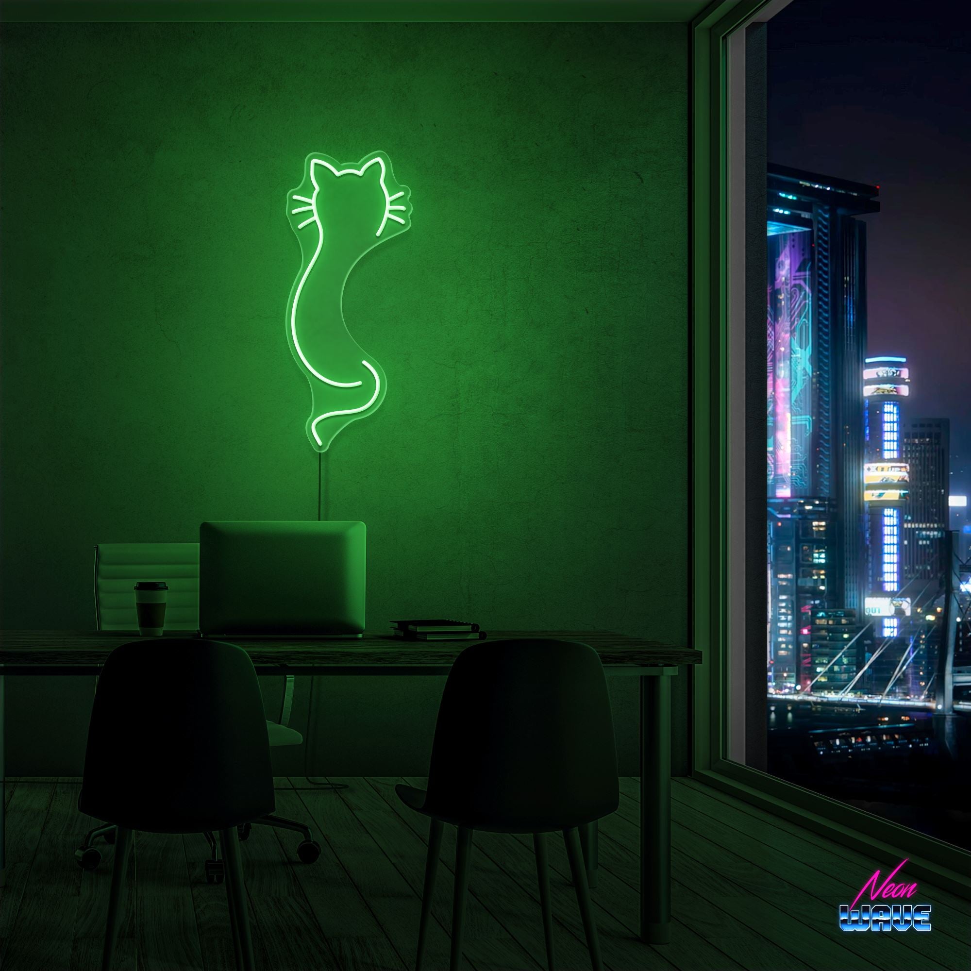 Cat Neon Sign Neonwave.ch 50cm Grün 