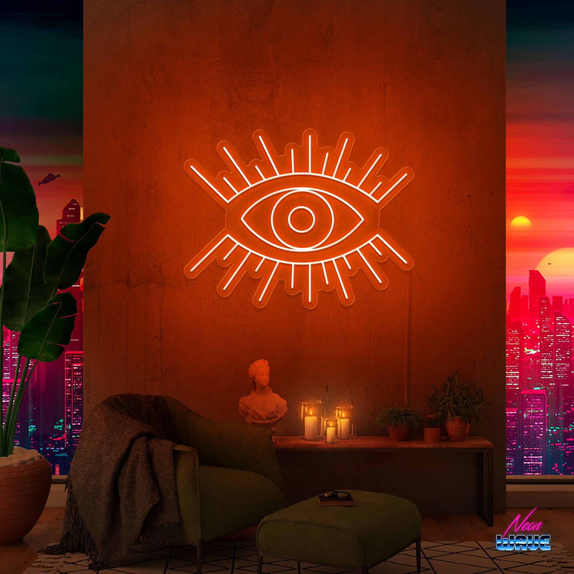 The Eye Neon Sign Neonwave.ch 50cm Orange 