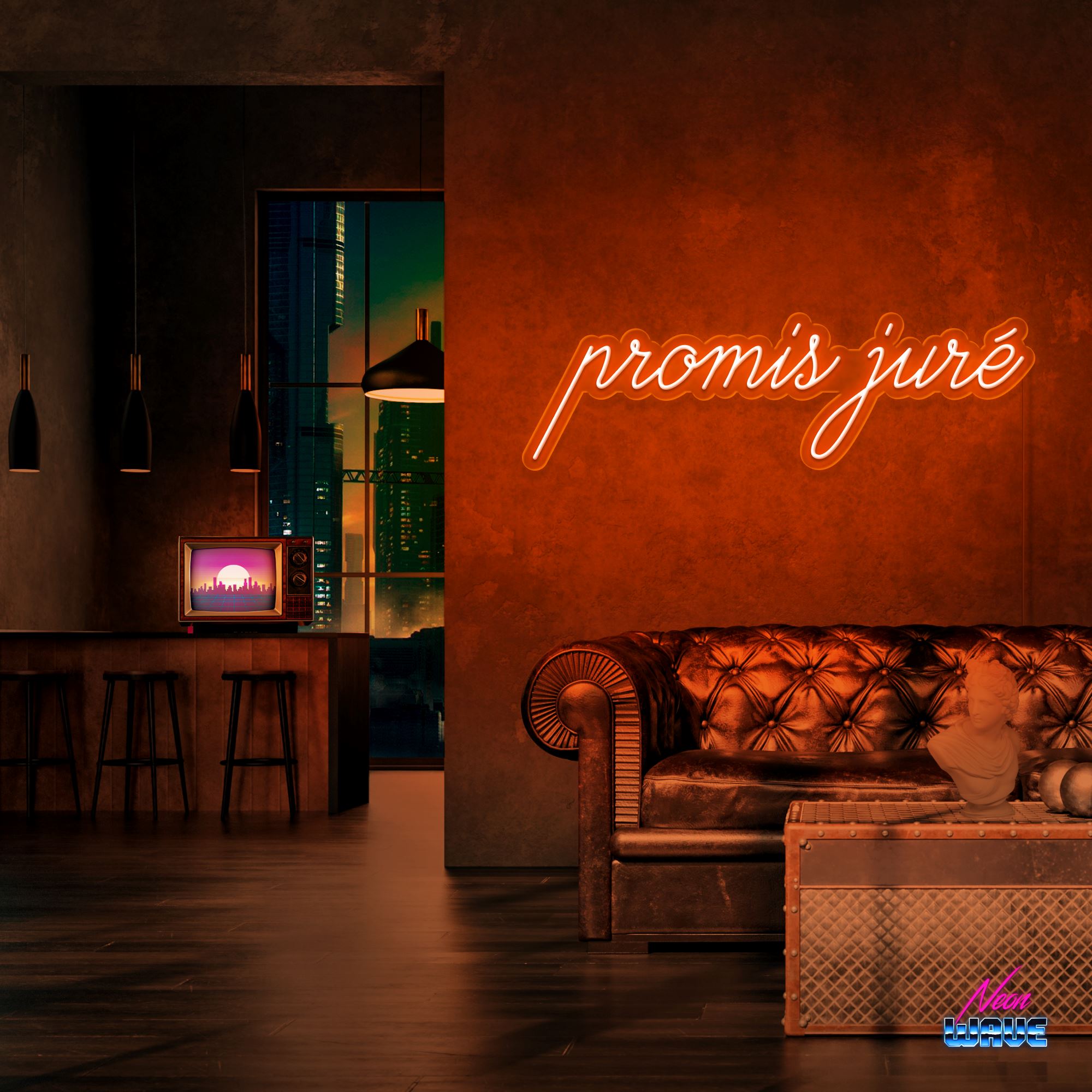 Promis juré Neon Sign Neonwave.ch 75 cm Orange 