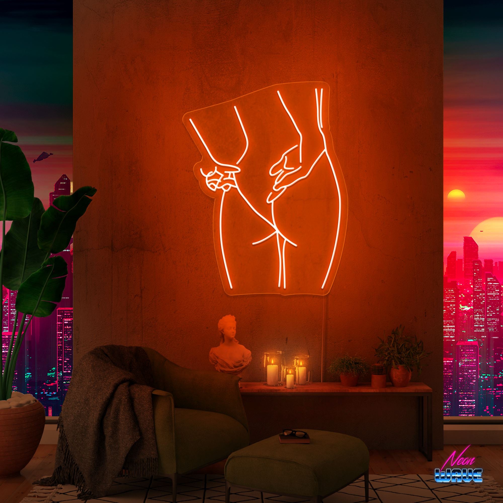 Silhouette Neon Sign Neonwave.ch 75cm Orange 