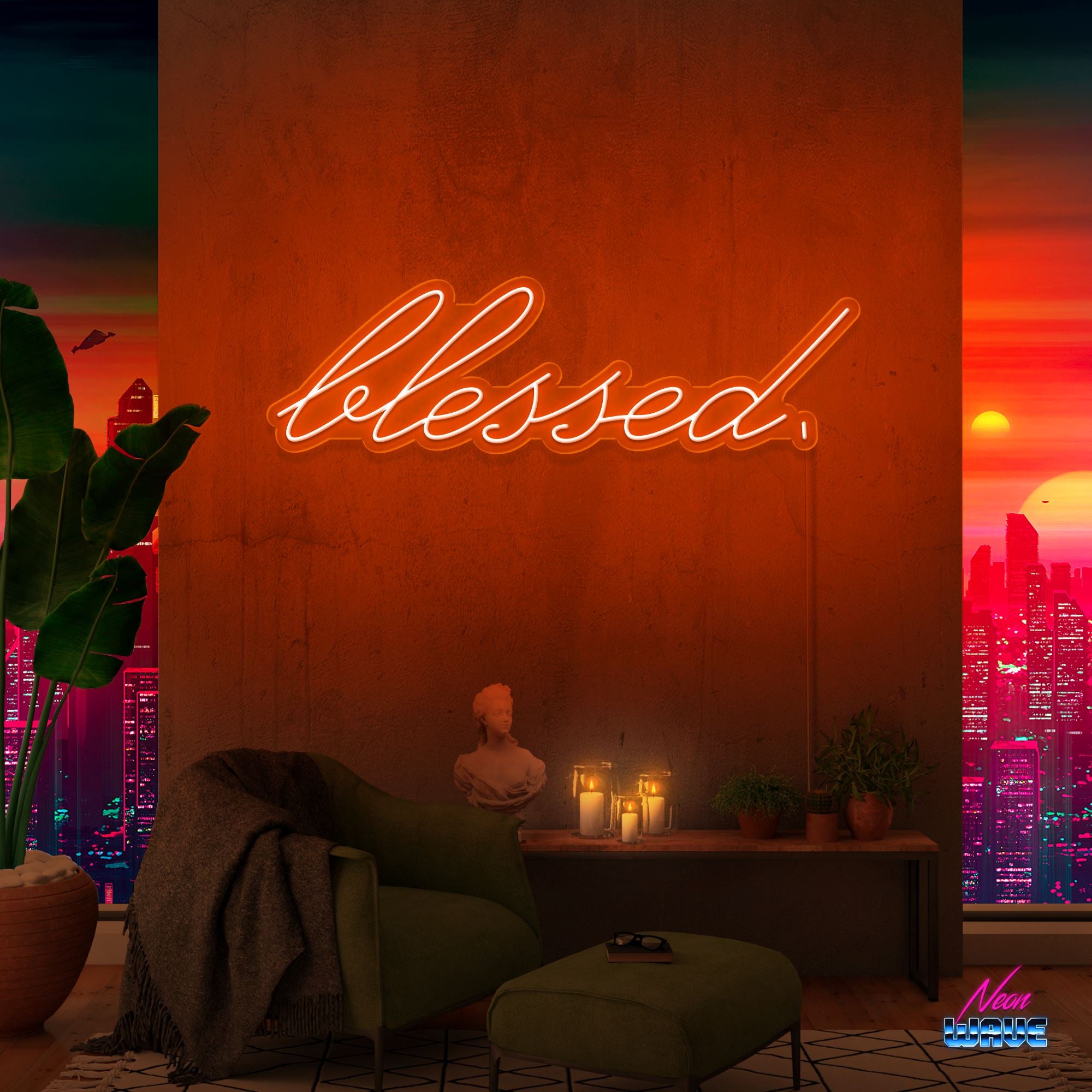 Blessed. Neon Sign Neonwave.ch 75 cm Orange 