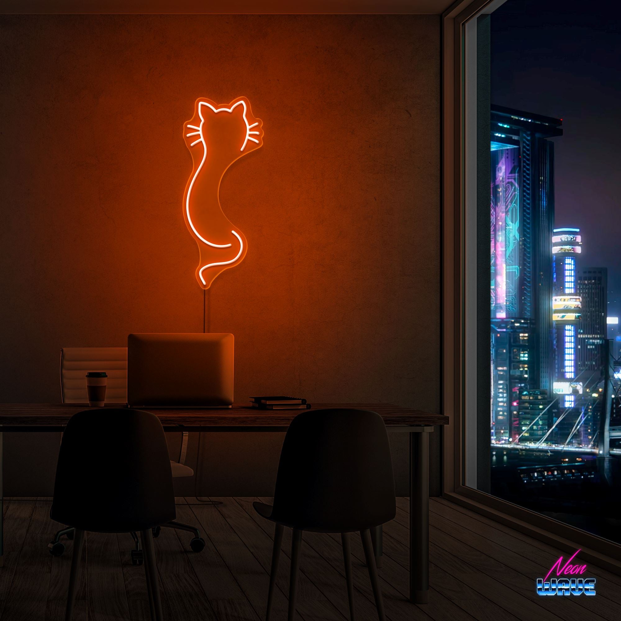 Cat Neon Sign Neonwave.ch 50cm Orange 