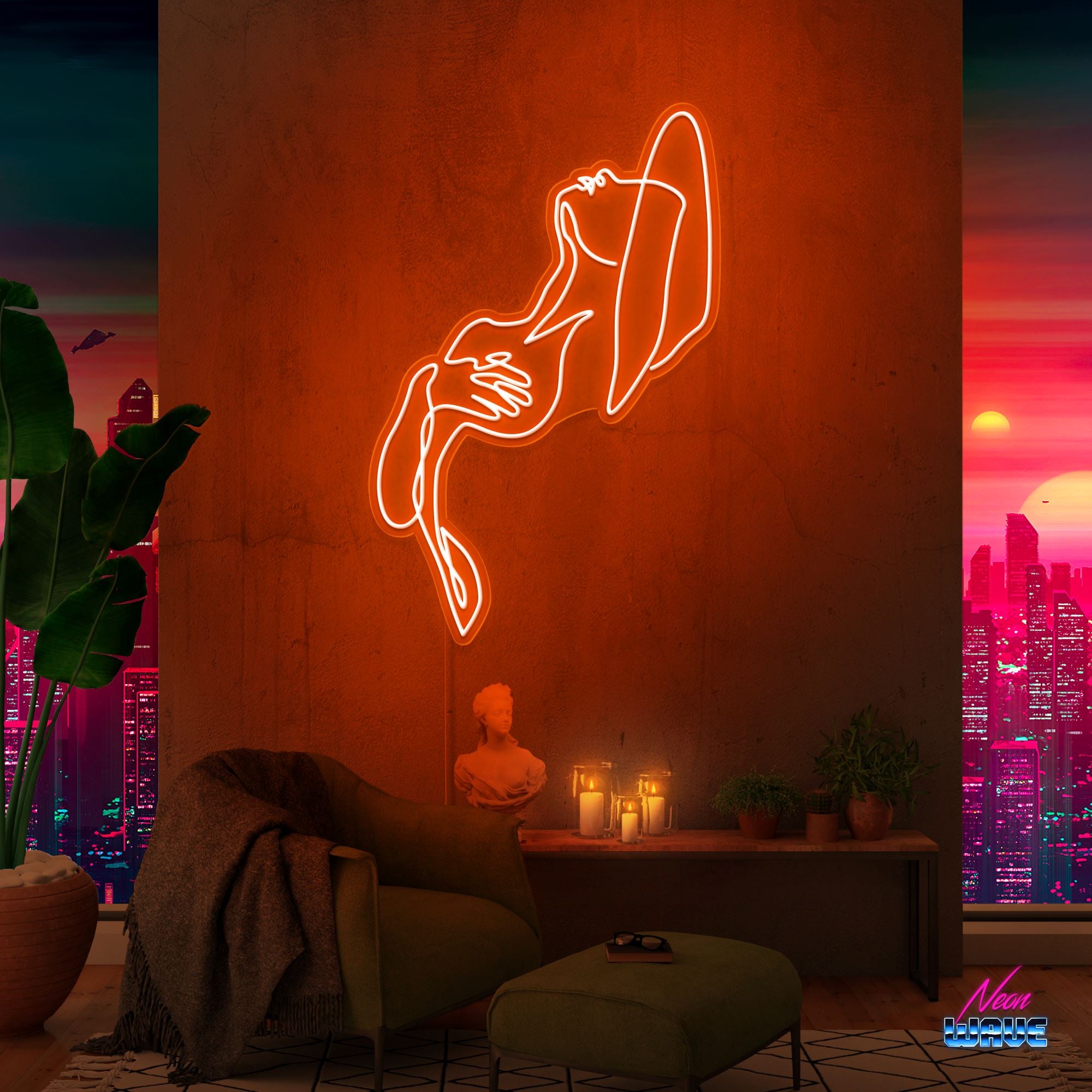 Aesthetic Woman Neon Sign Neonwave.ch 150 cm Orange 