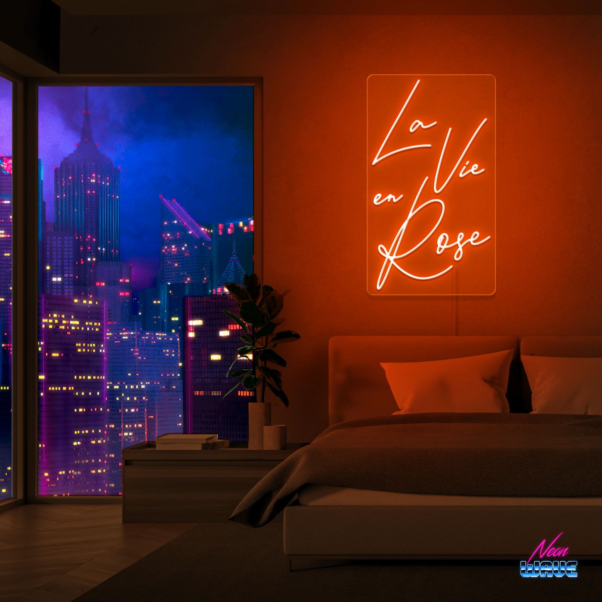 La Vie en Rose Neon Sign Neonwave.ch 100 cm Orange 