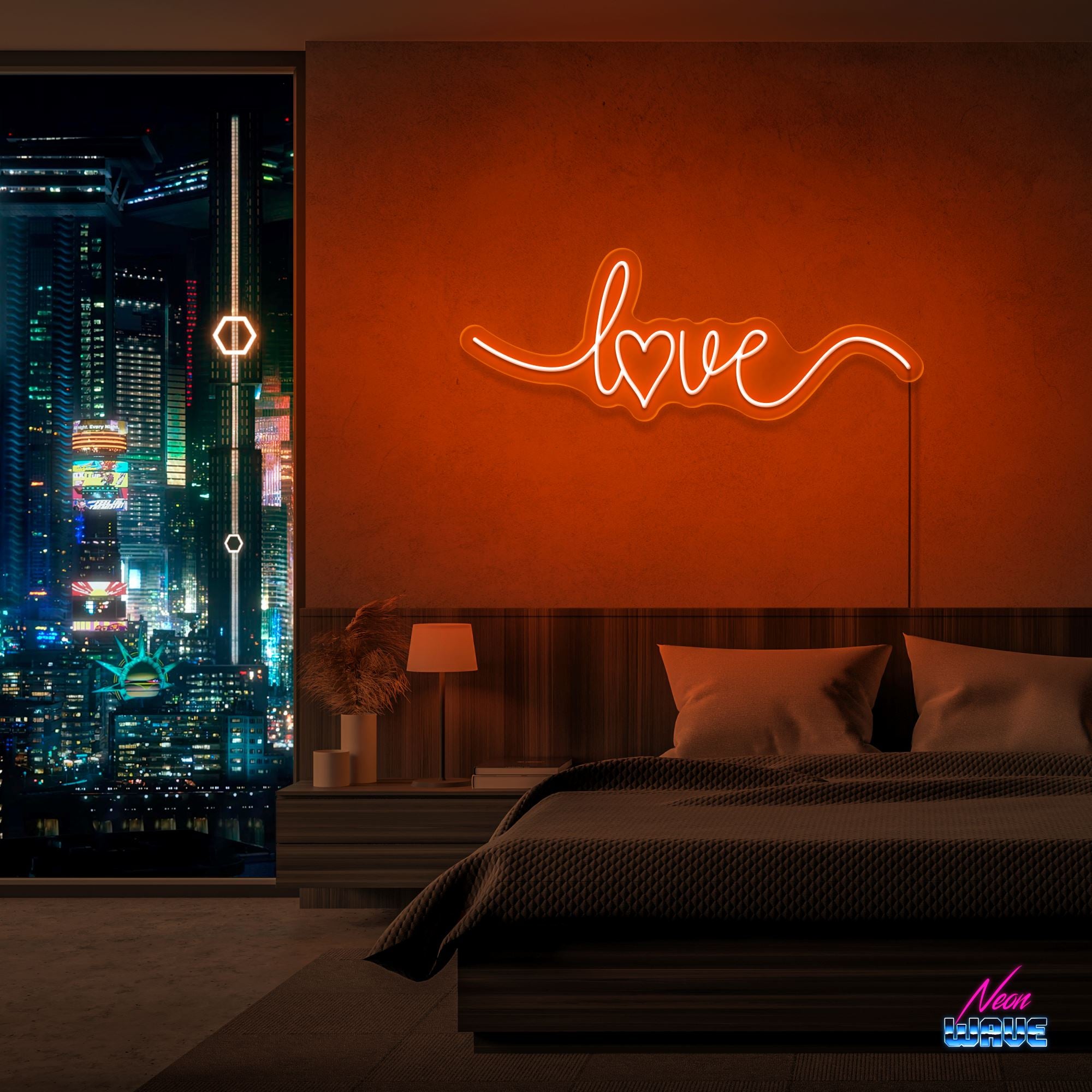 Love Heart Neon Sign Neonwave.ch 50cm Orange 