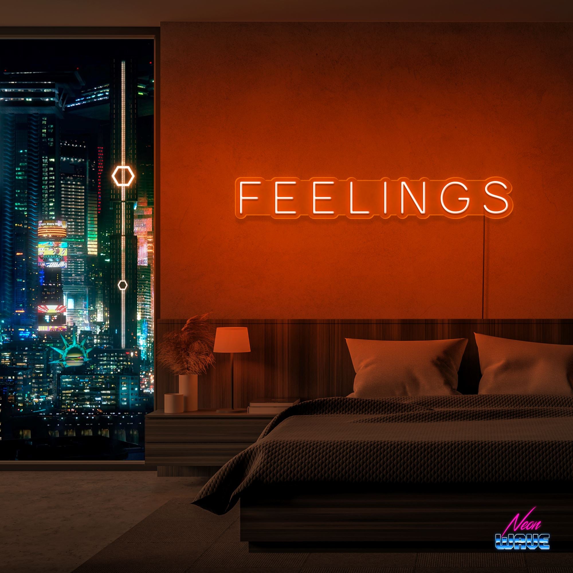 Feelings Neon Sign Neonwave.ch 50cm Orange 