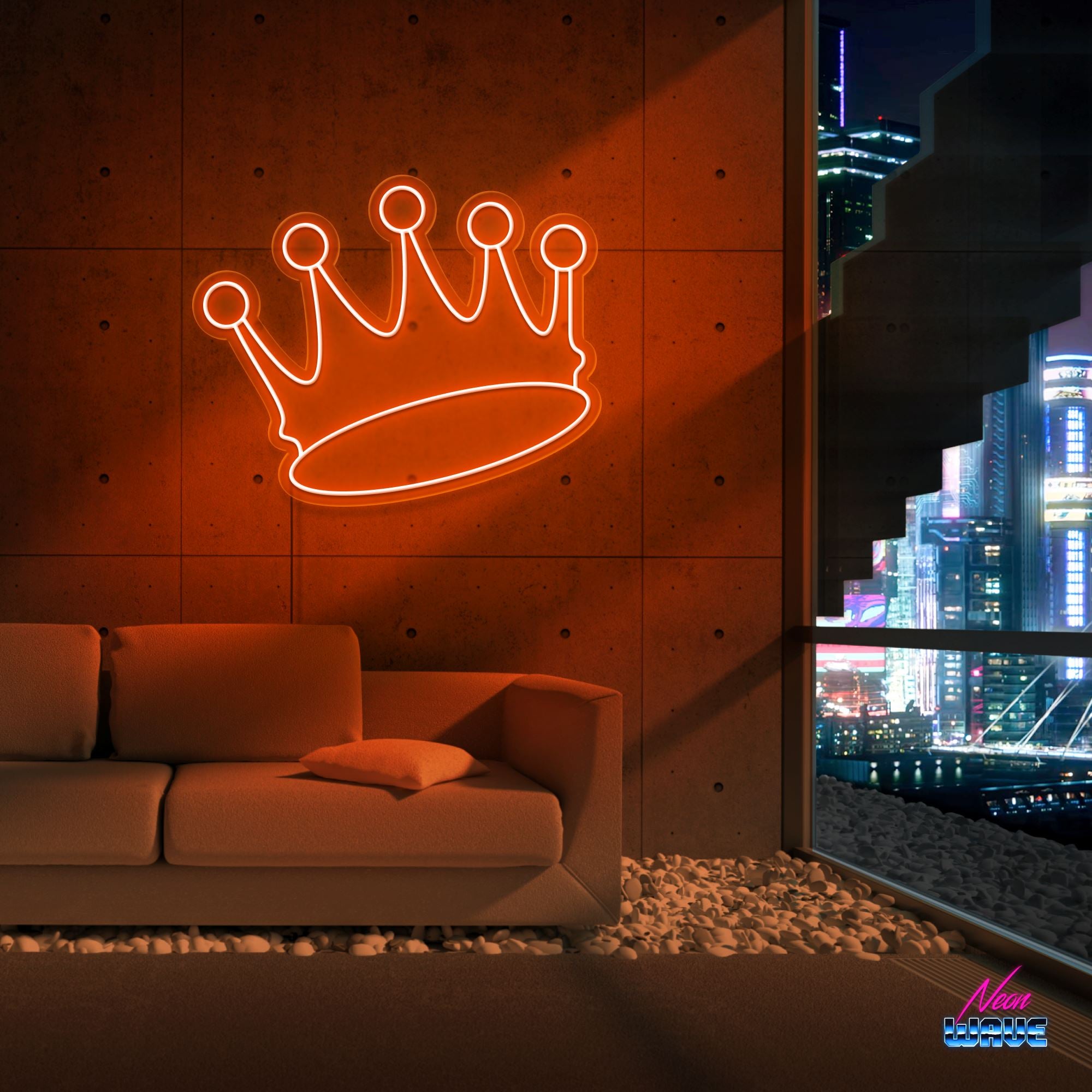 Crown ♕ Neon Sign Neonwave.ch 50cm Orange 