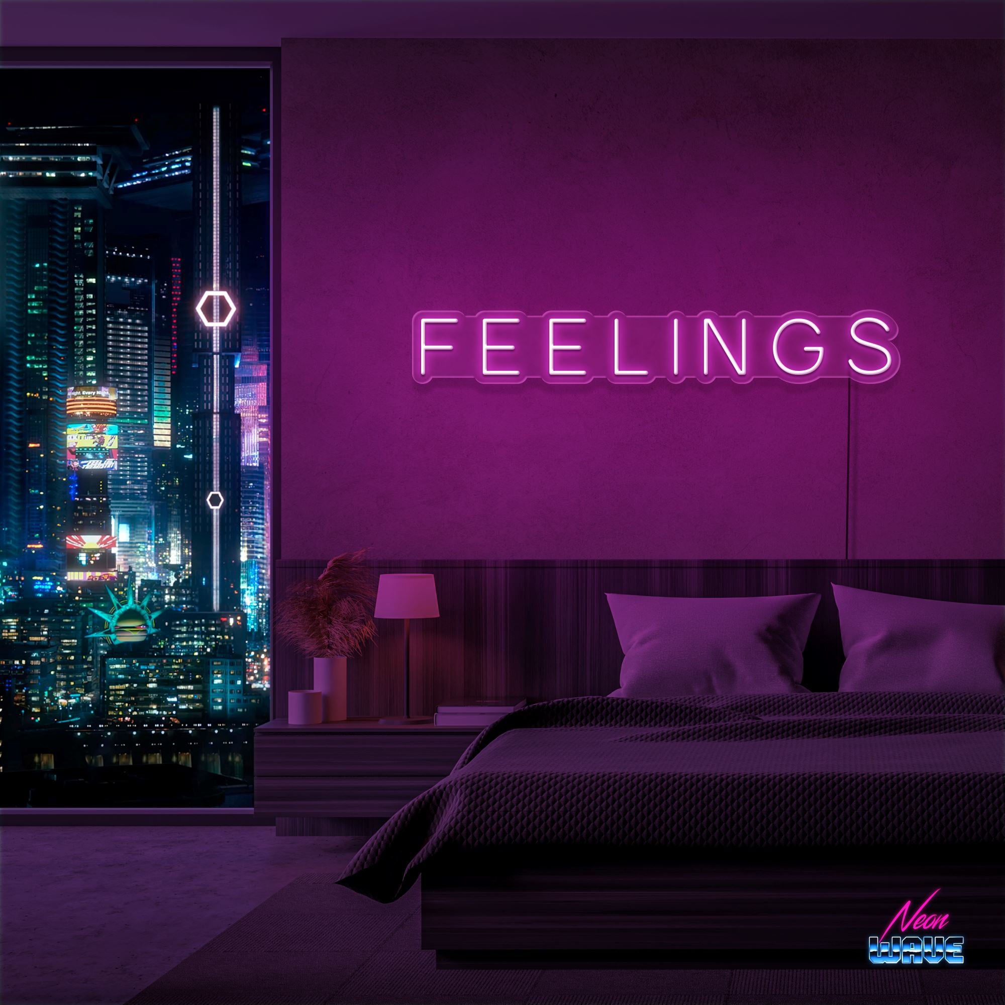 Feelings Neon Sign Neonwave.ch 50cm Pink 