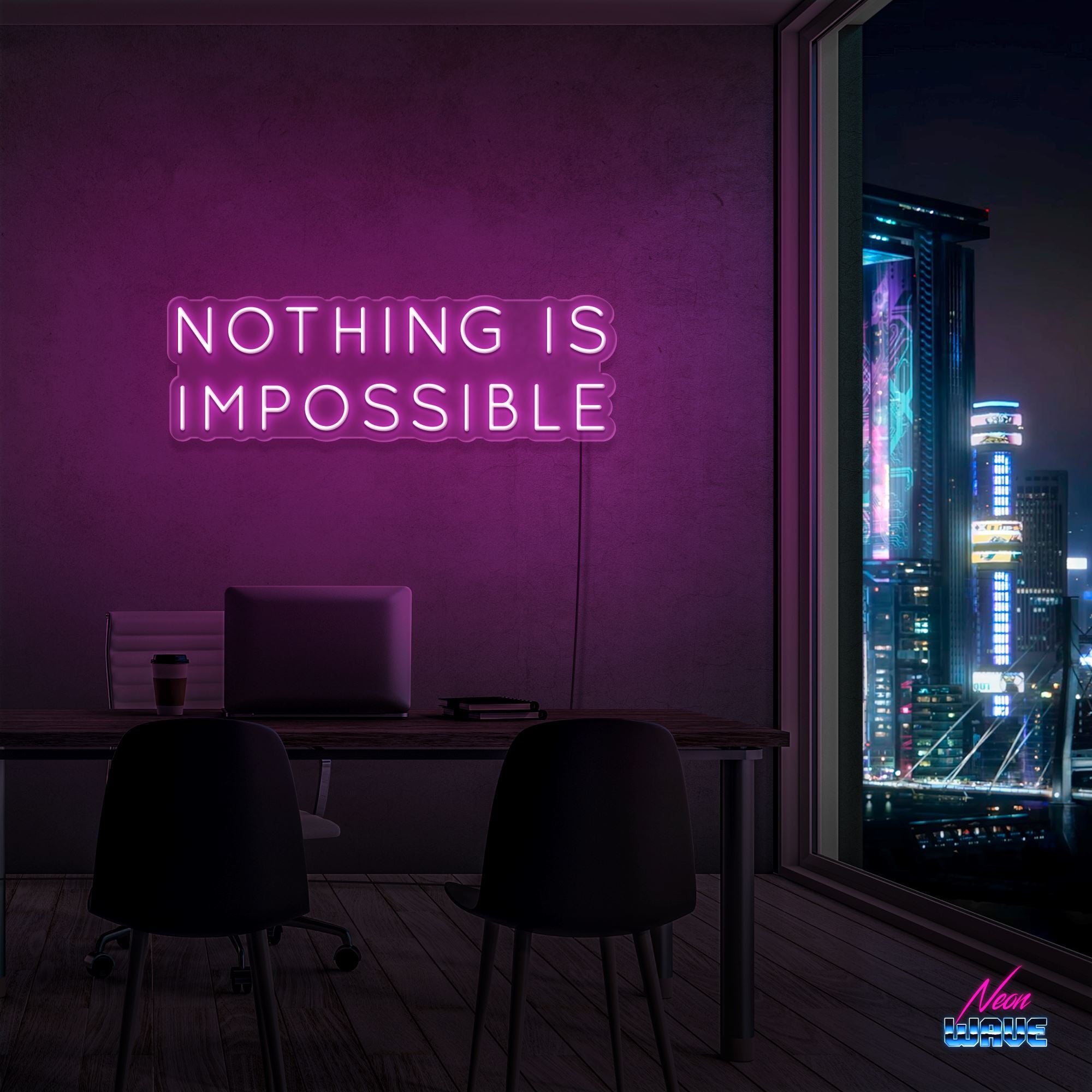 NOTHING IS IMPOSSIBLE Neon Sign Neonwave.ch 50cm Pink 