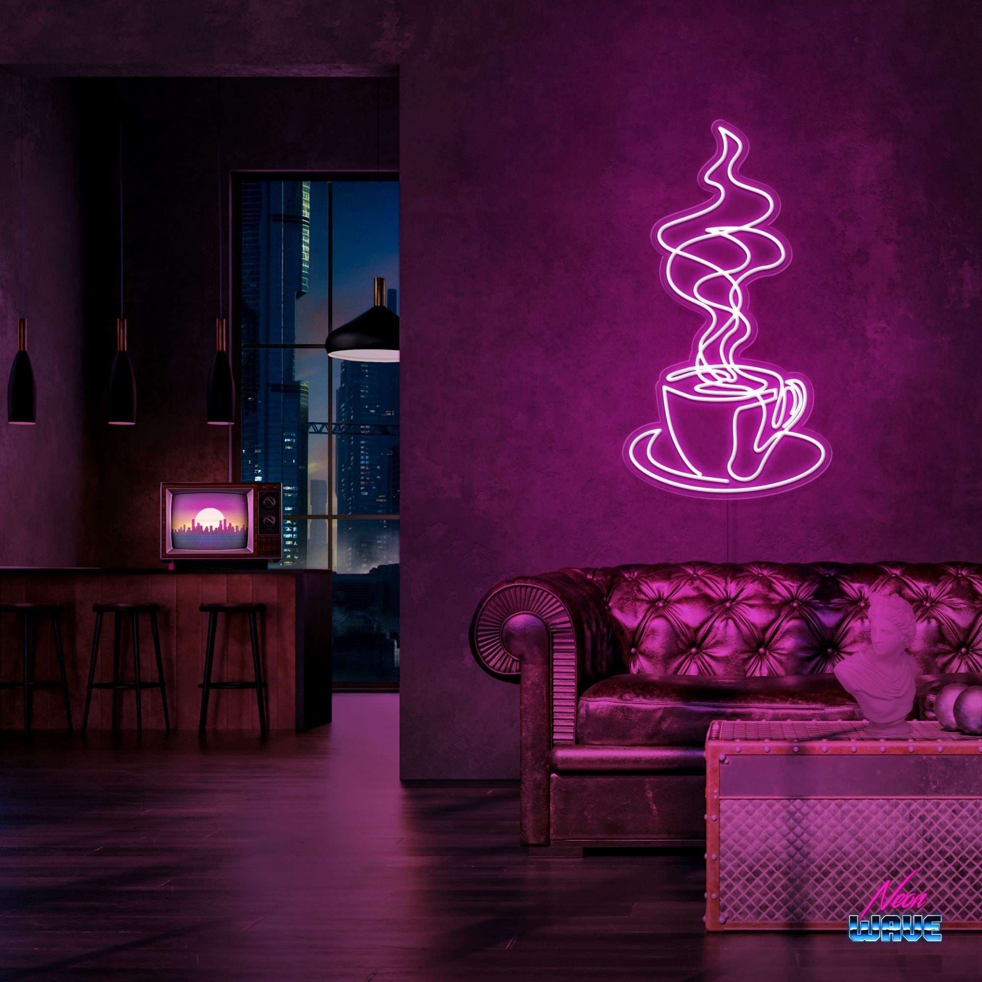 Café Neon Sign Neonwave.ch 75 cm Pink 