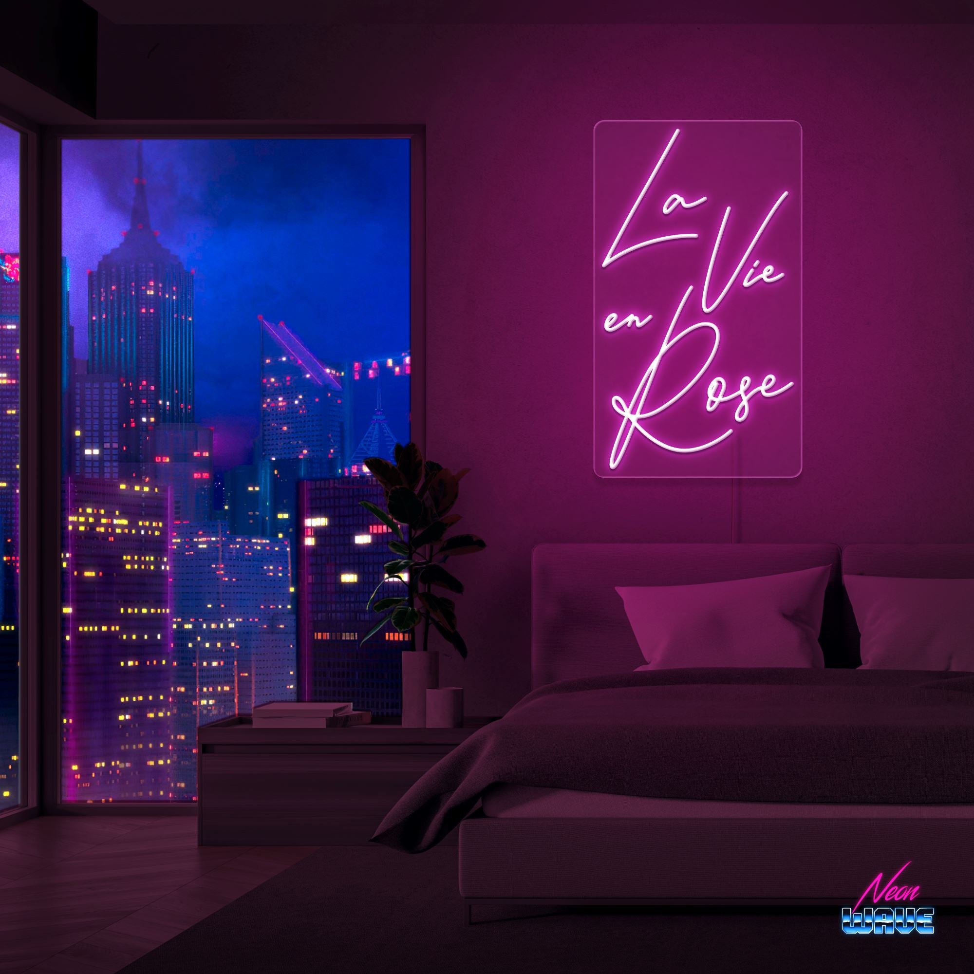 La Vie en Rose Neon Sign Neonwave.ch 100 cm Pink 