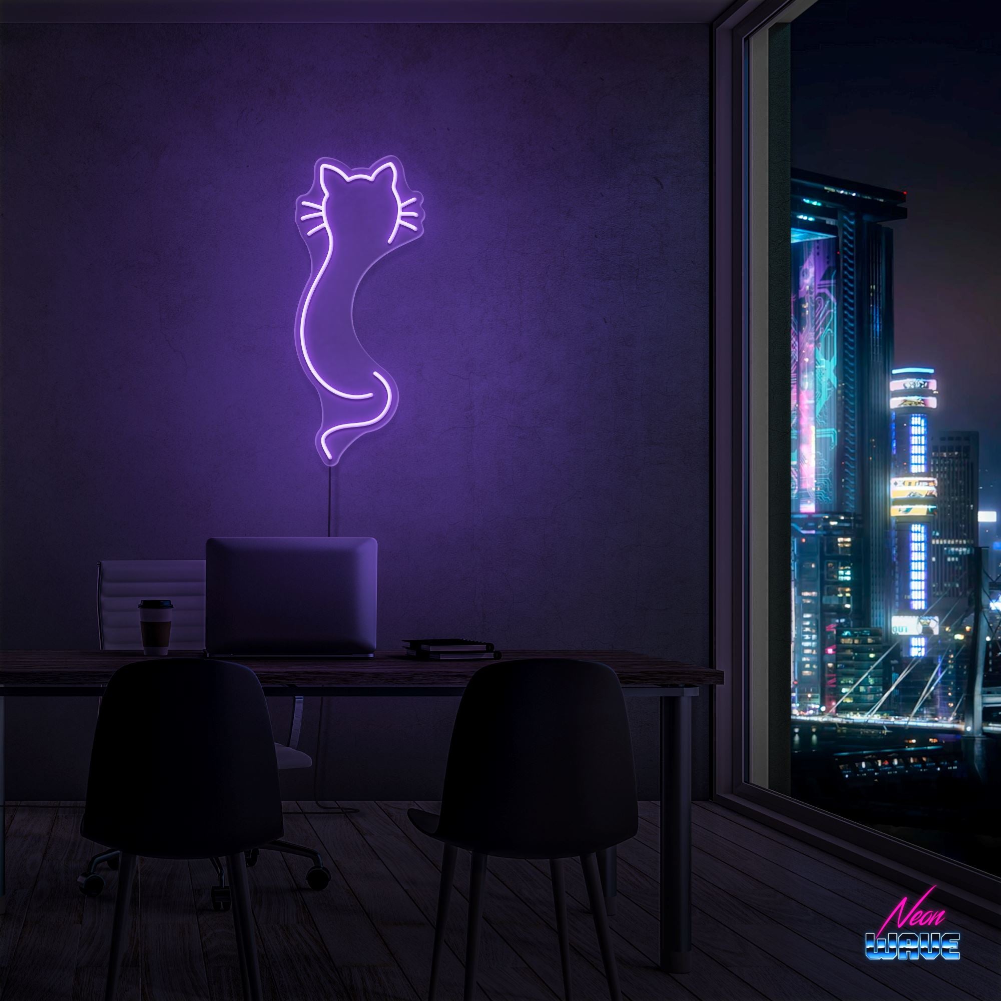 Cat Neon Sign Neonwave.ch 50cm Lila 