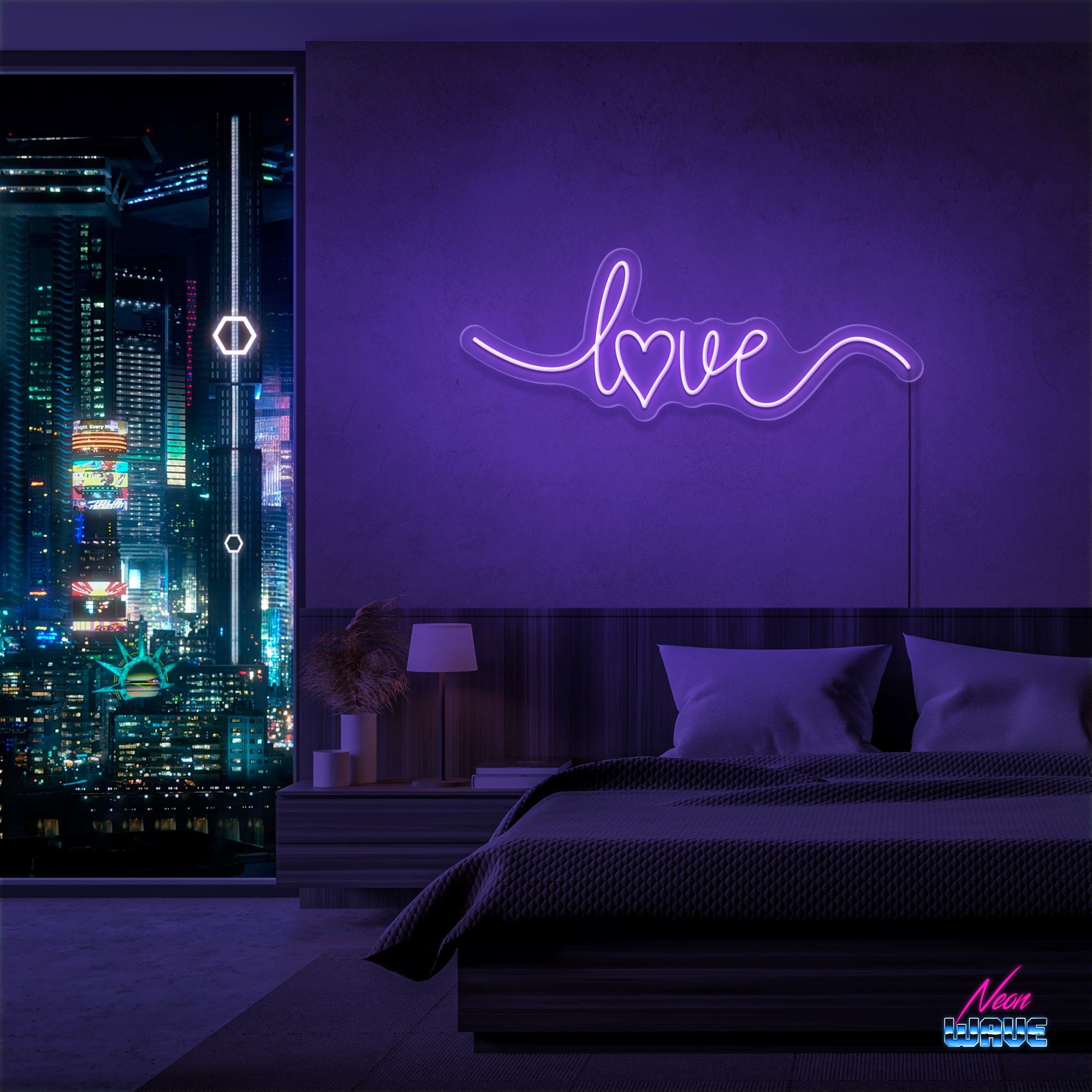 Love Heart Neon Sign Neonwave.ch 50cm Lila 