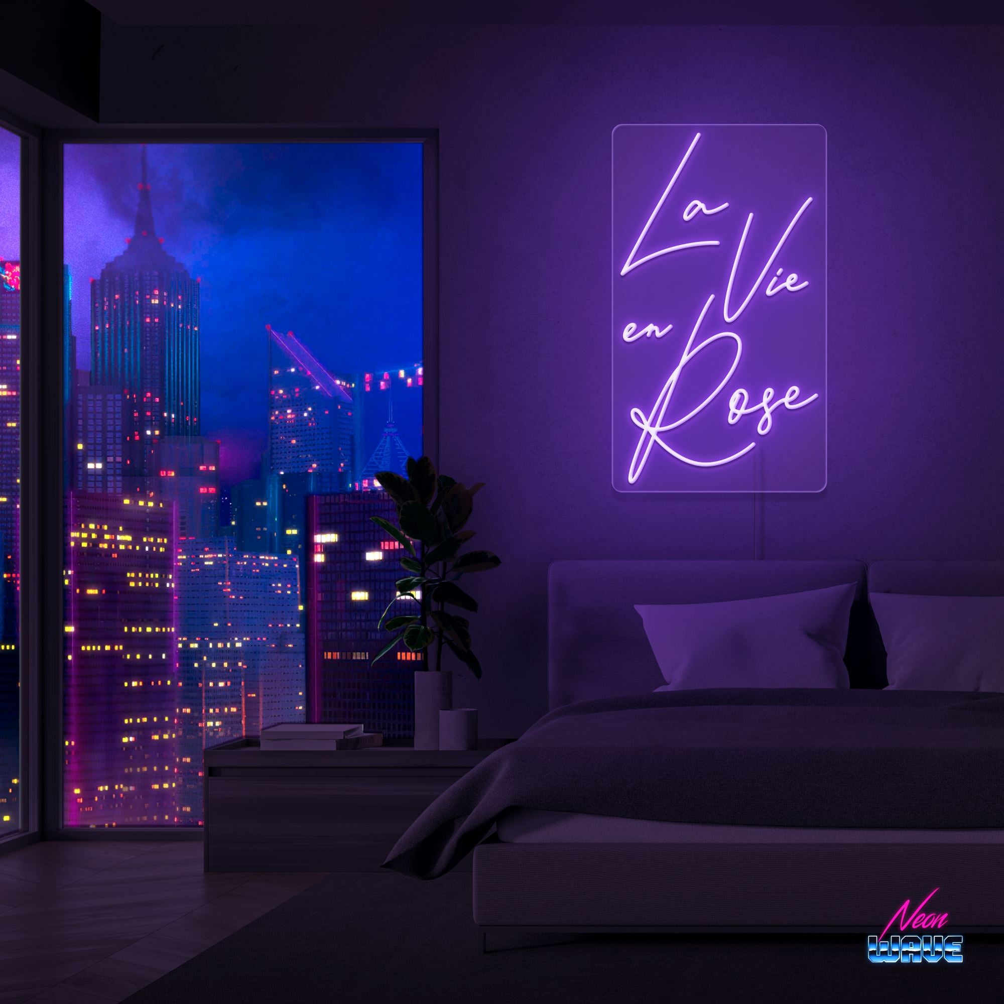 La Vie en Rose Neon Sign Neonwave.ch 100 cm Lila 