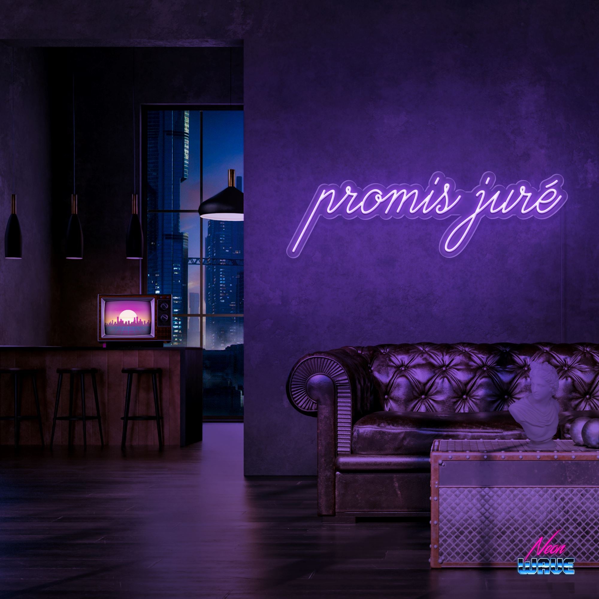 Promis juré Neon Sign Neonwave.ch 75 cm Lila 