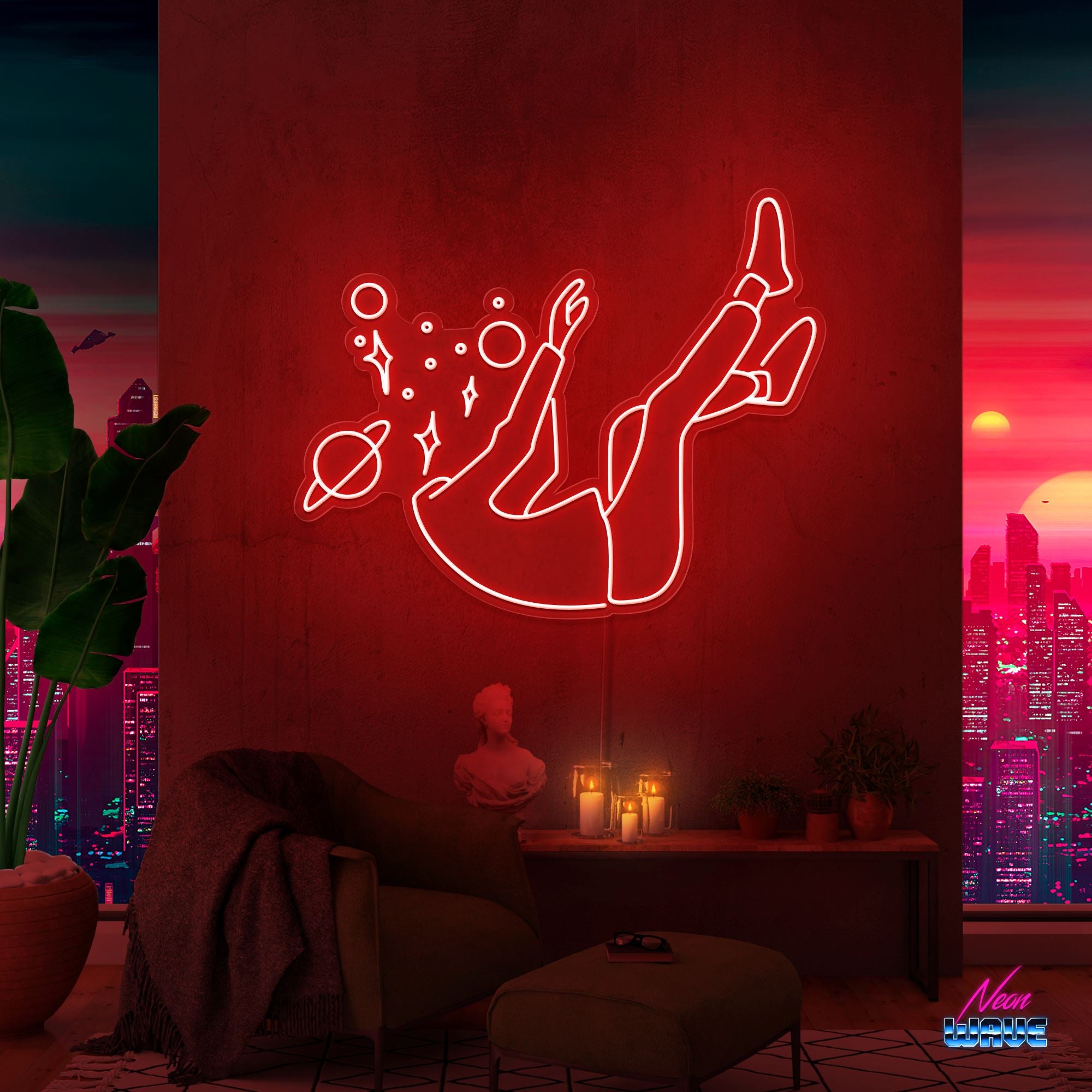 Falling into Space Neon Sign Neonwave.ch 75cm Rot 