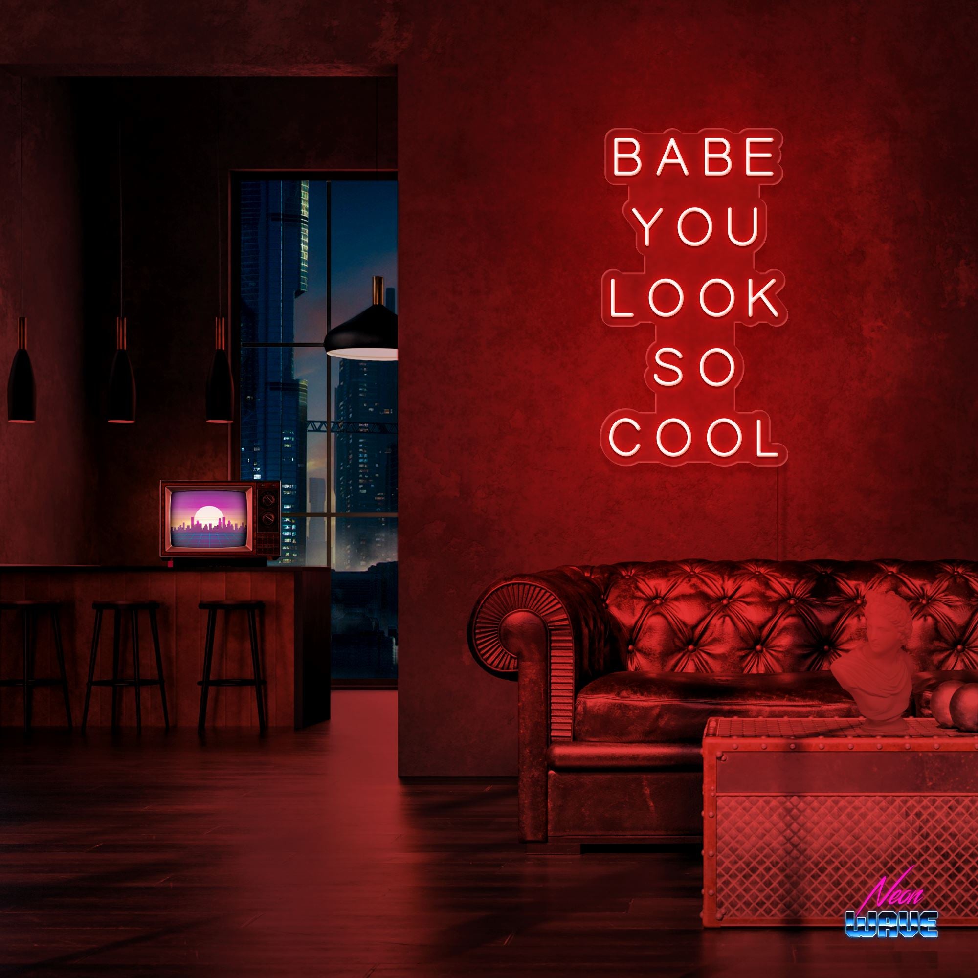 Babe You Look So Cool Neon Sign Neonwave.ch 50cm Rot 