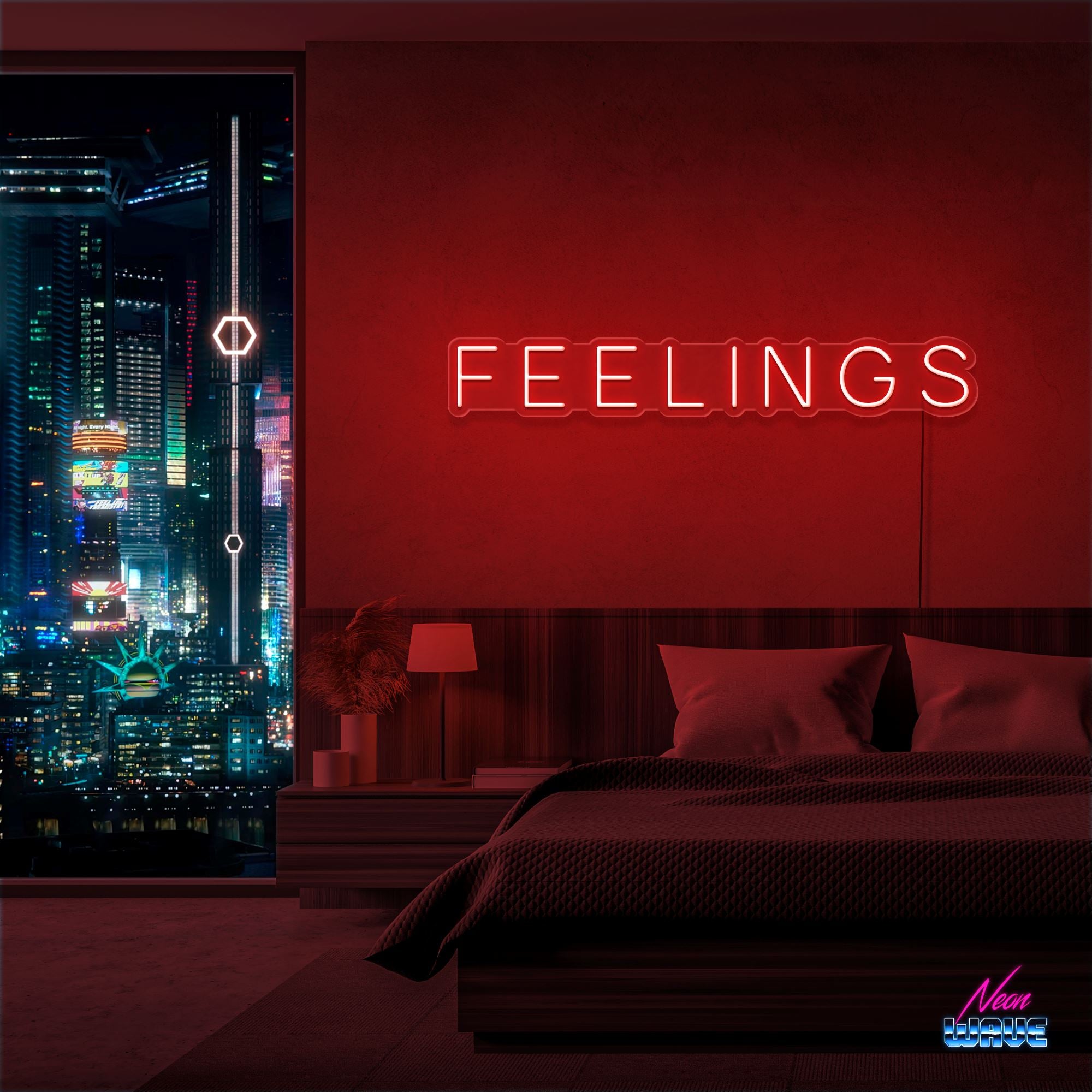 Feelings Neon Sign Neonwave.ch 50cm Rot 