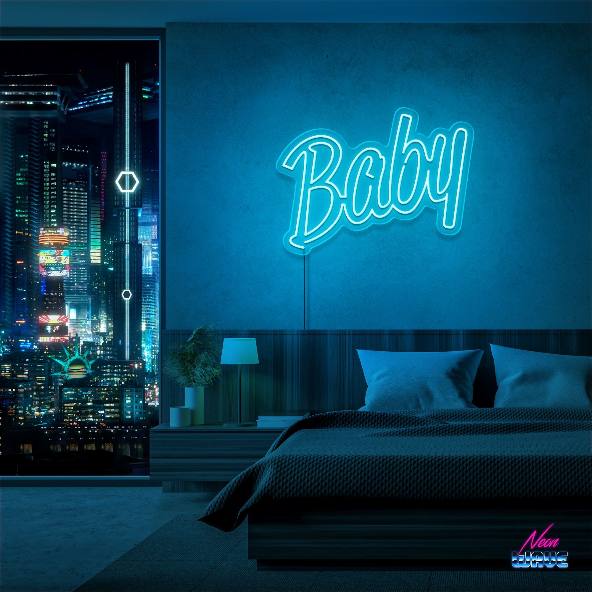 Baby Neon Sign Neonwave.ch 50cm Hellblau 